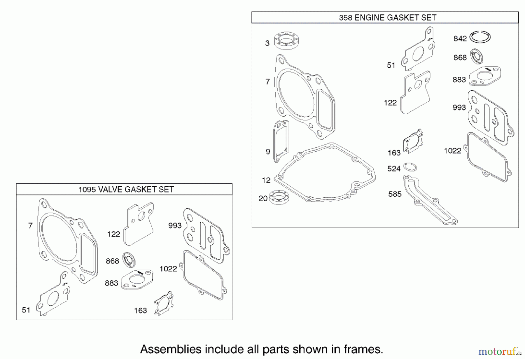  Toro Neu Mowers, Walk-Behind Seite 1 20039 - Toro Super Recycler Mower with Bag, 2002 (220000001-220999999) GASKET ASSEMBLY ENGINE BRIGGS AND STRATTON MODEL 122607-0118-E1