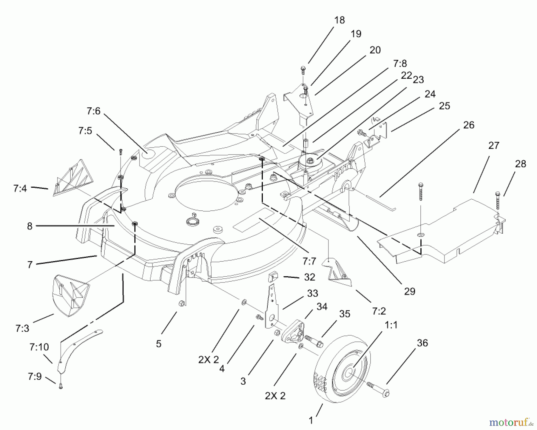  Toro Neu Mowers, Walk-Behind Seite 1 20039 - Toro Super Recycler Mower with Bag, 2003 (230000001-230999999) HOUSING AND WHEEL ASSEMBLY