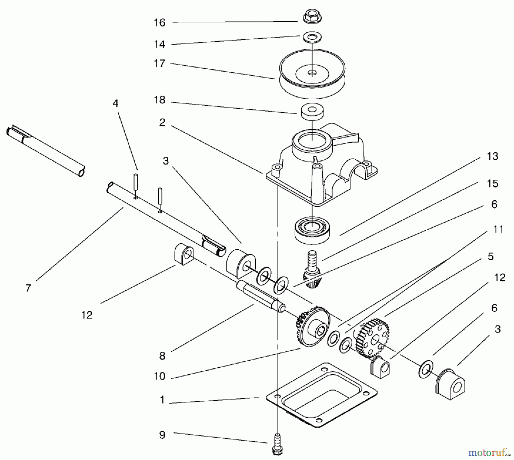  Toro Neu Mowers, Walk-Behind Seite 1 20040 (SR-21OS) - Toro Super Recycler Mower, SR-21OS, 1999 (9900001-9999999) GEAR CASE ASSEMBLY