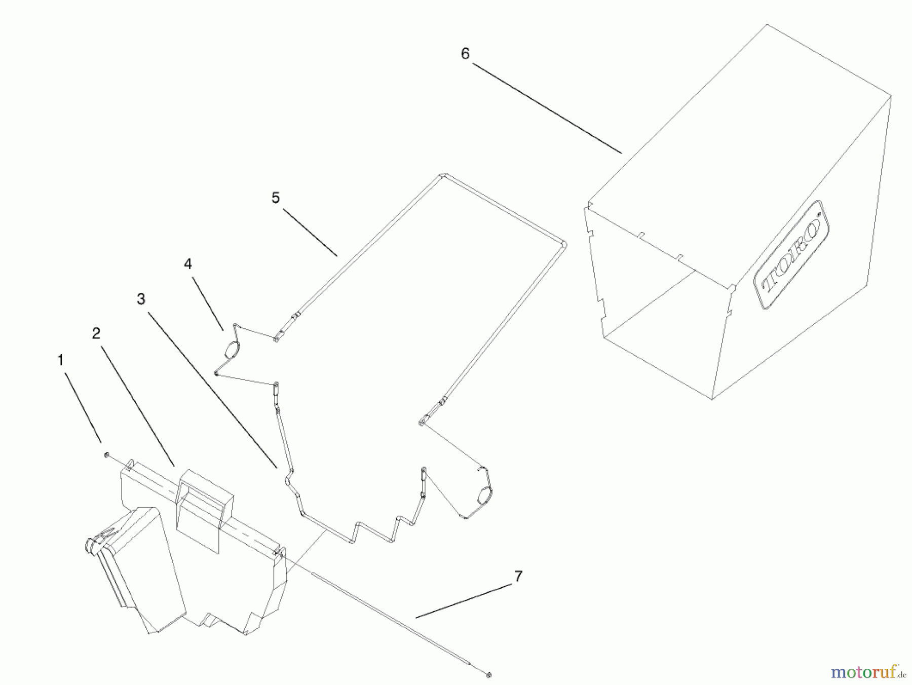  Toro Neu Mowers, Walk-Behind Seite 1 20042 (SR-21S) - Toro Super Recycler Mower, SR-21S, 2000 (200000001-200999999) REAR BAGGER ASSEMBLY