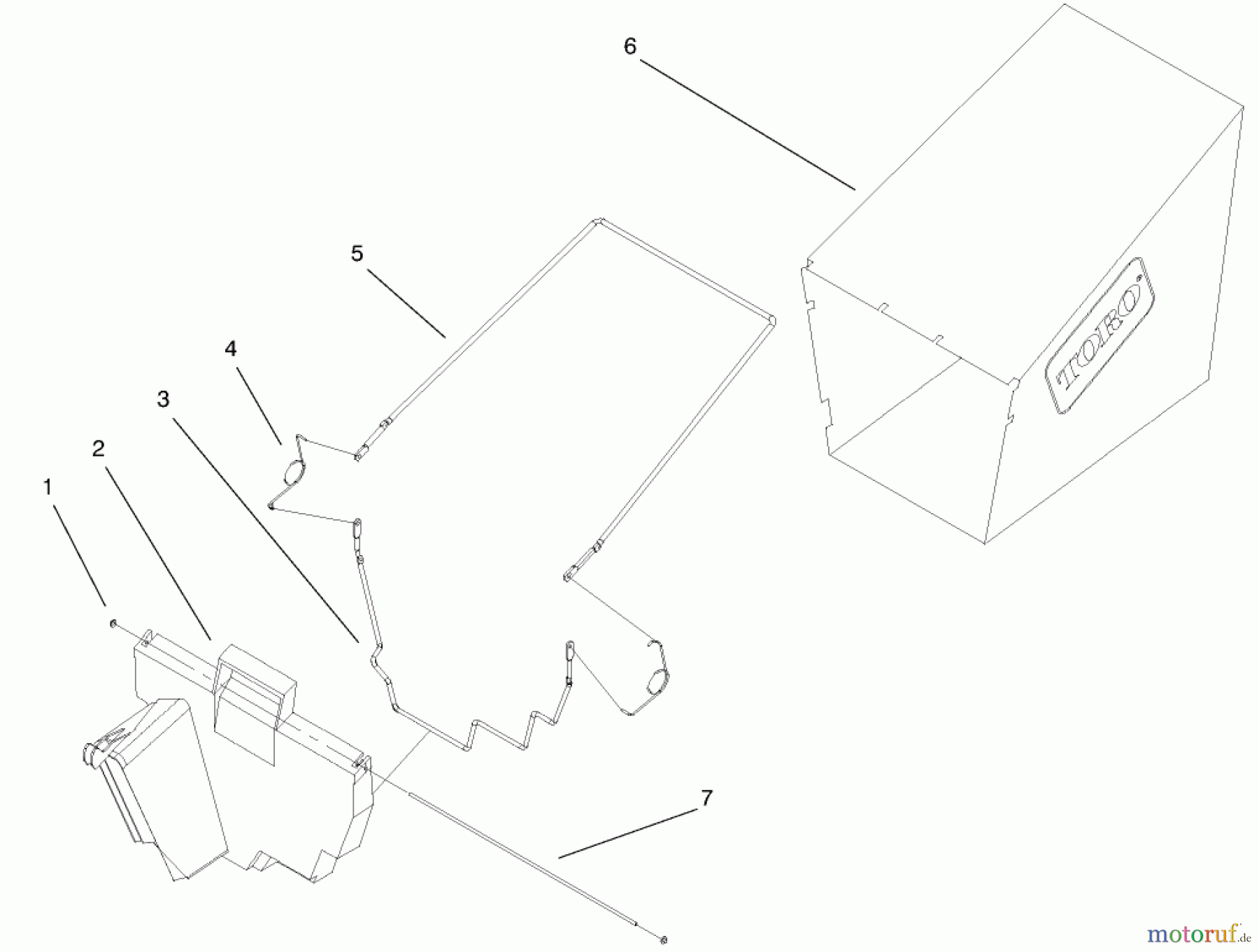  Toro Neu Mowers, Walk-Behind Seite 1 20043 (SR-21SB) - Toro Super Recycler Mower, SR-21SB, 2001 (210000001-210999999) REAR BAGGER ASSEMBLY 11-0189