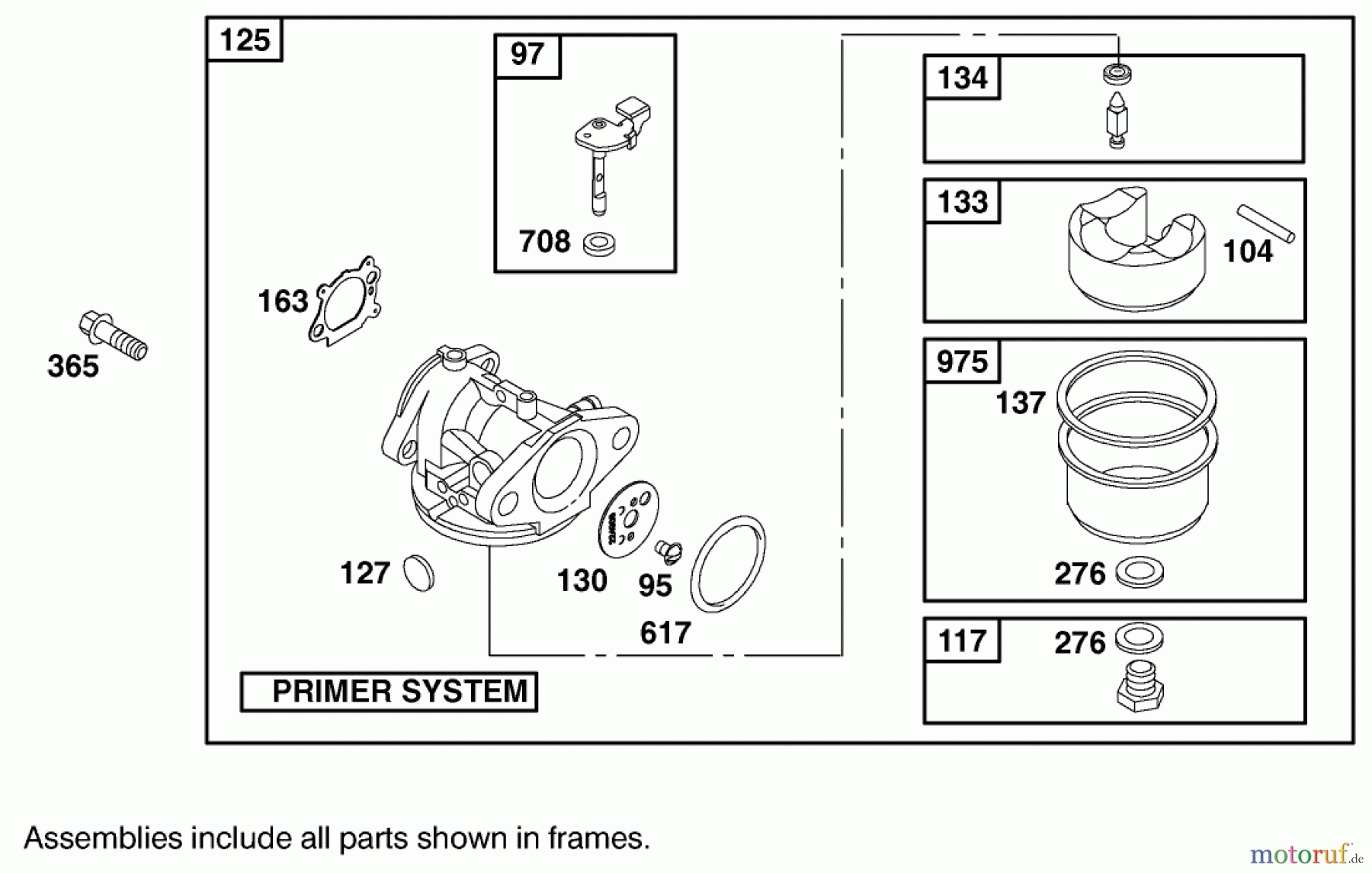  Toro Neu Mowers, Walk-Behind Seite 1 20045 (SR-21SE) - Toro Super Recycler Mower, SR-21SE, 1999 (9900001-9999999) CARBURETOR ASSEMBLY BRIGGS AND STRATTON 12H807-1775-E1