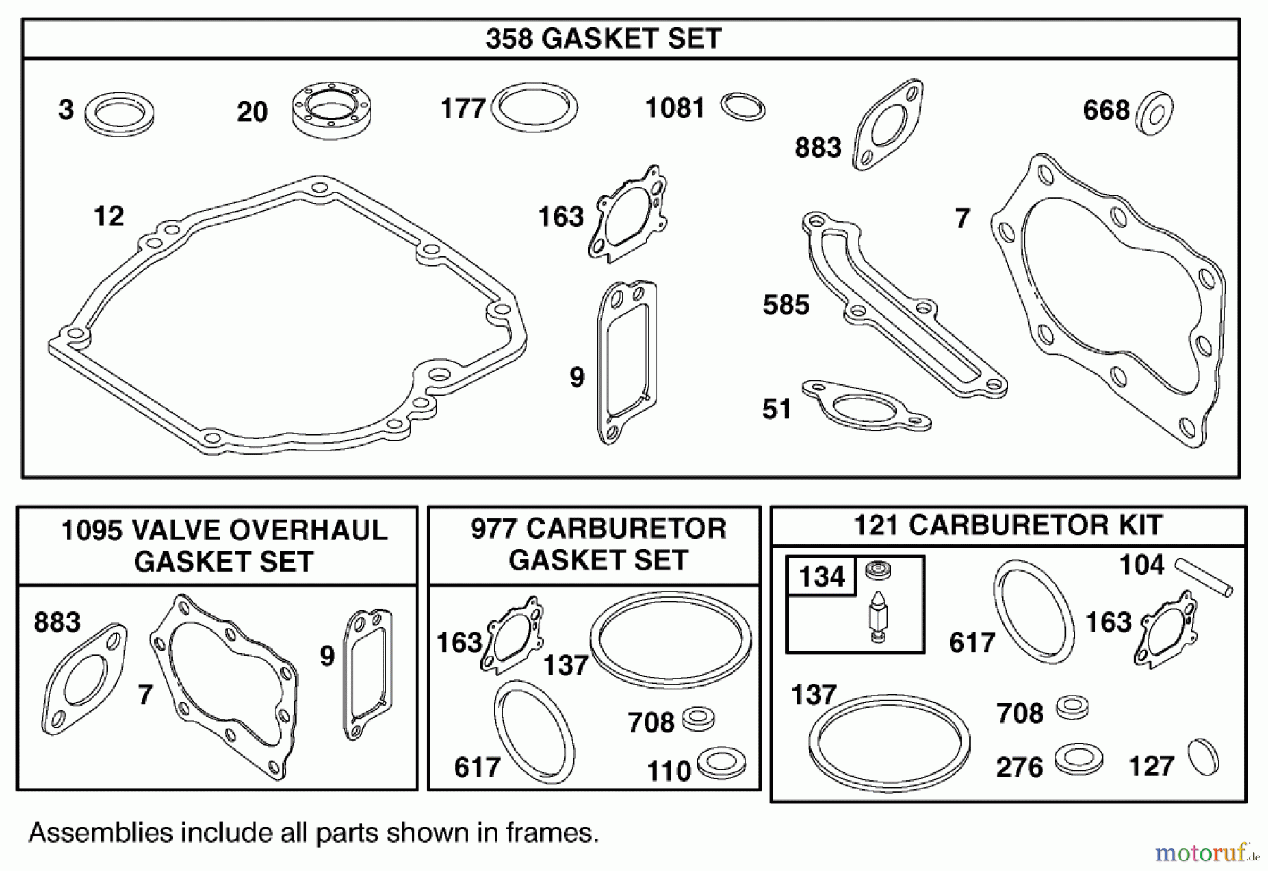  Toro Neu Mowers, Walk-Behind Seite 1 20045 (SR-21SE) - Toro Super Recycler Mower, SR-21SE, 1999 (9900001-9999999) GASKET SETS AND CARBURETOR KIT ASSEMBLIES BRIGGS AND STRATTON 12H807-1775-E1