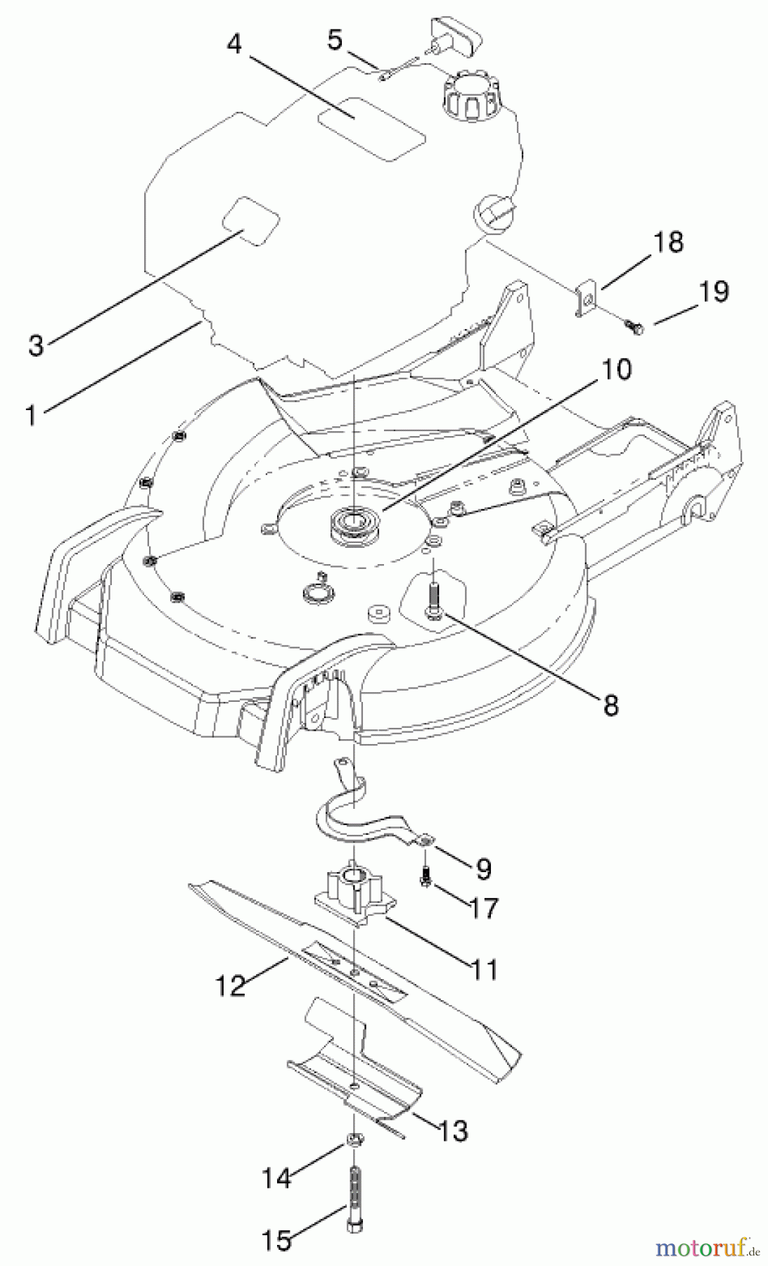  Toro Neu Mowers, Walk-Behind Seite 1 20046 (SR-21OSK) - Toro Super Recycler Mower, SR-21OSK, 2000 (200000001-200999999) ENGINE & BLADE ASSEMBLY