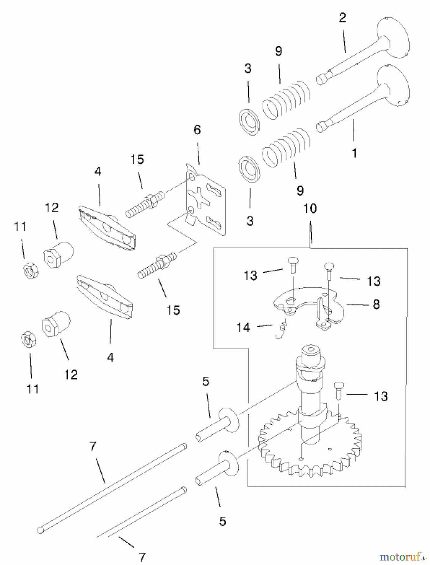  Toro Neu Mowers, Walk-Behind Seite 1 20046 (SR-21OSK) - Toro Super Recycler Mower, SR-21OSK, 2000 (200000001-200999999) VALVE & CAMSHAFT ASSEMBLY