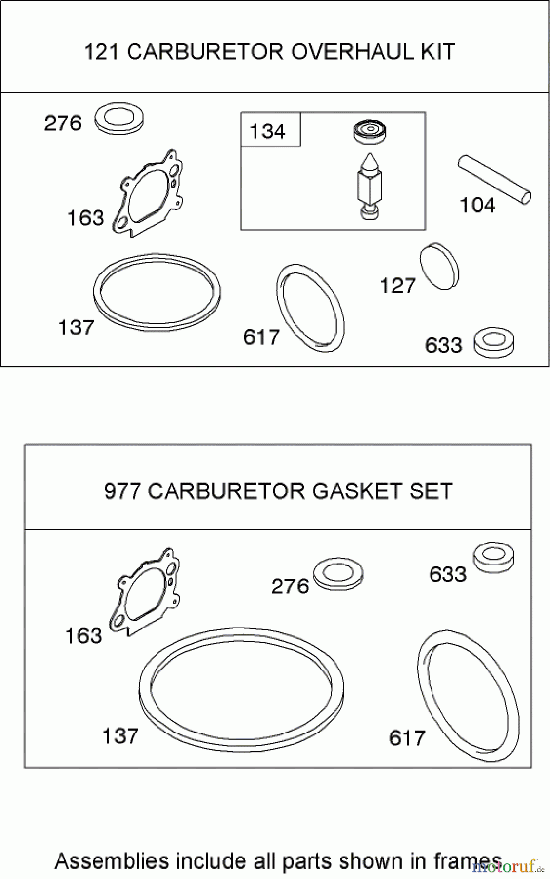  Toro Neu Mowers, Walk-Behind Seite 1 20054 - Toro Super Recycler Lawn Mower, 2007 (270000001-270999999) CARBURETOR OVERHAUL KIT BRIGGS AND STRATTON 126T02-0206-B1