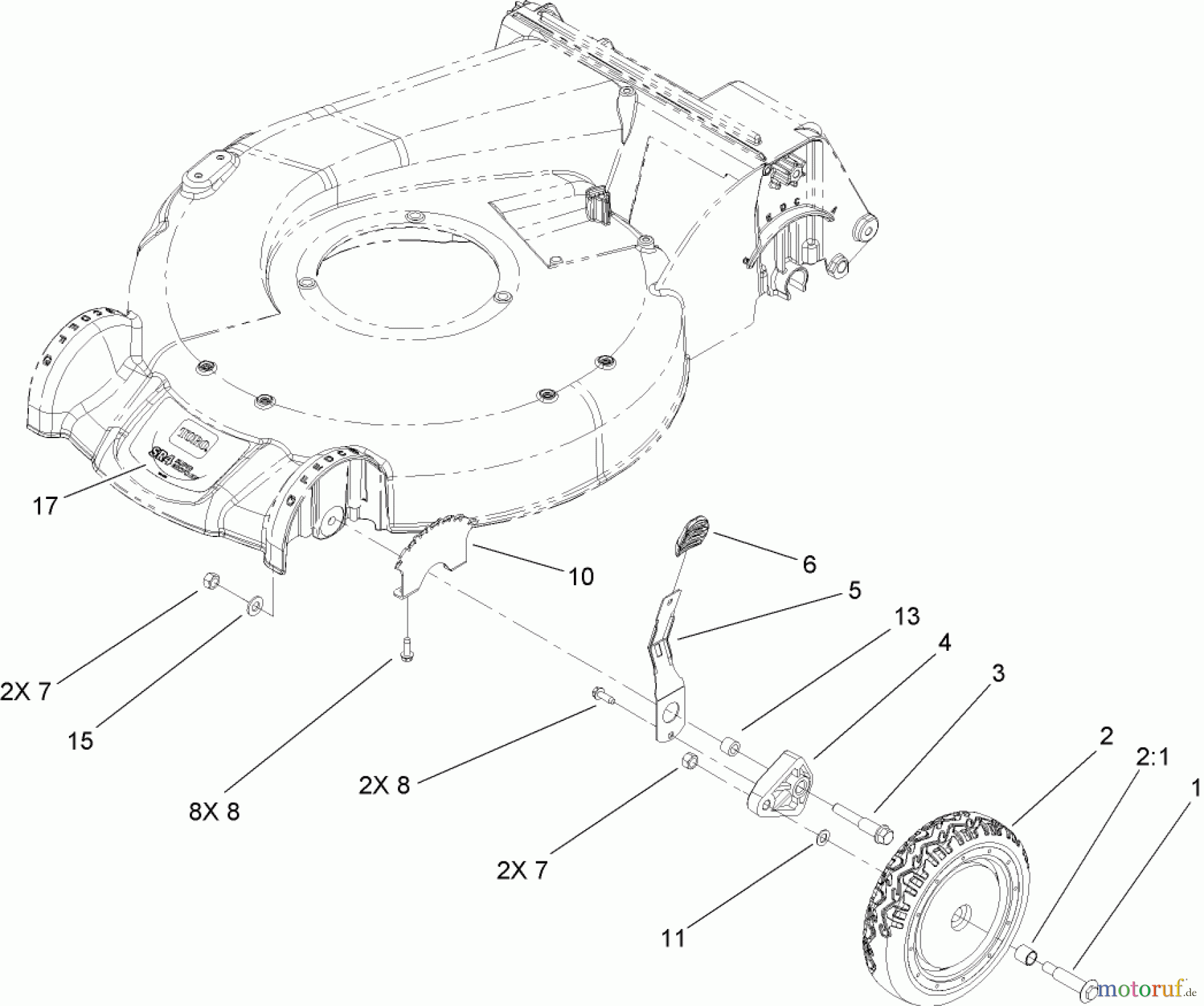  Toro Neu Mowers, Walk-Behind Seite 1 20054 - Toro Super Recycler Lawn Mower, 2007 (270000001-270999999) HEIGHT-OF-CUT ASSEMBLY