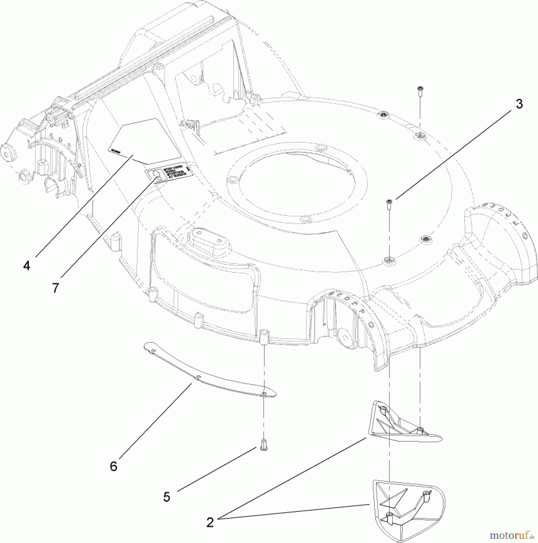  Toro Neu Mowers, Walk-Behind Seite 1 20055 - Toro Super Recycler Lawn Mower, 2005 (250000001-250999999) HOUSING ASSEMBLY NO. 108-4750