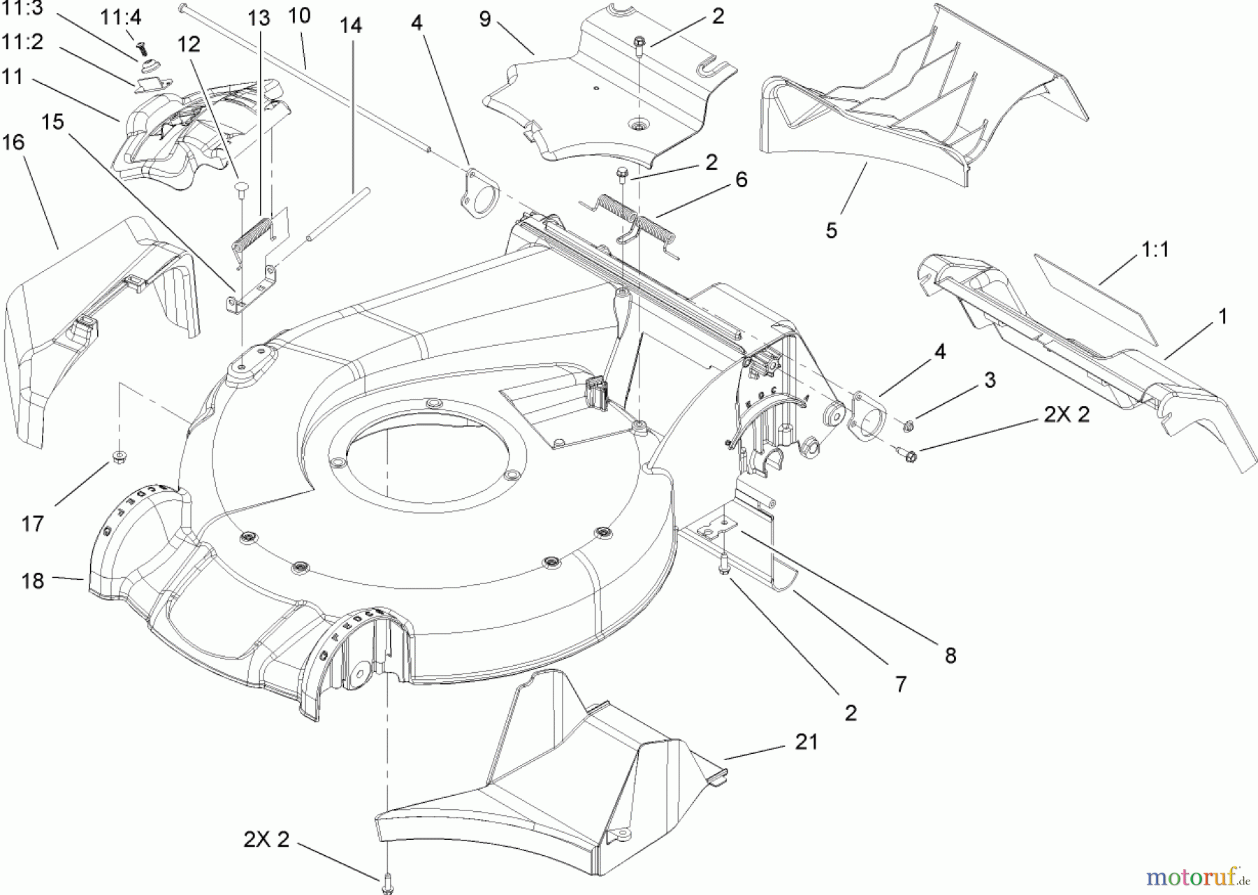  Toro Neu Mowers, Walk-Behind Seite 1 20055 - Toro Super Recycler Lawn Mower, 2006 (260000001-260999999) HOUSING ASSEMBLY