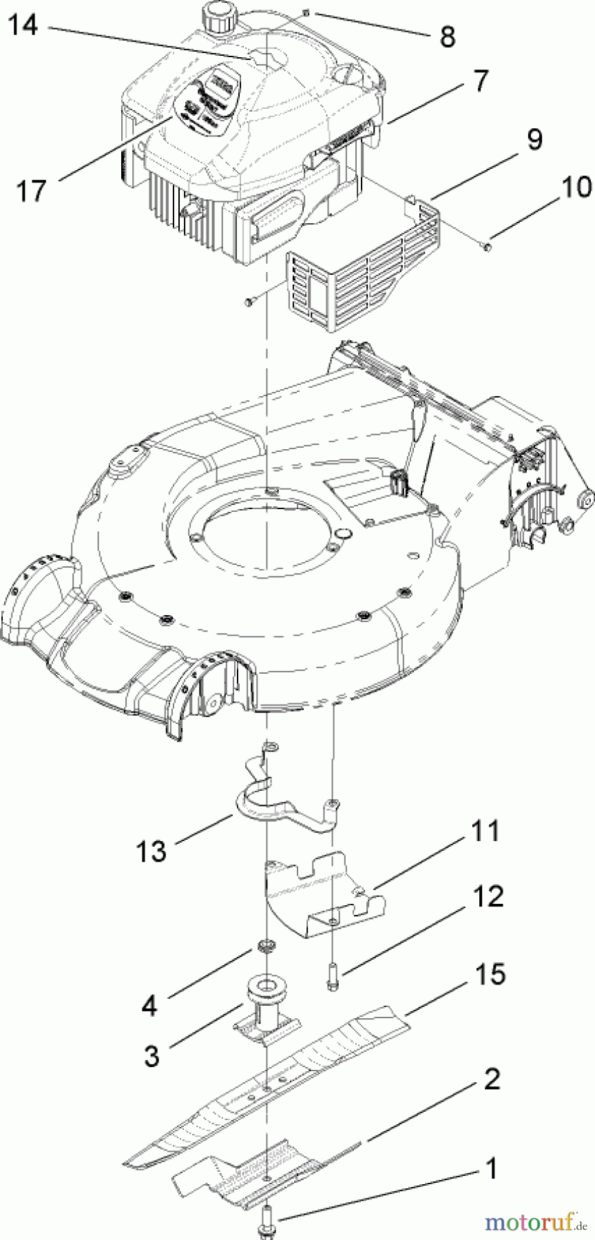  Toro Neu Mowers, Walk-Behind Seite 1 20055 - Toro Super Recycler Lawn Mower, 2007 (270000001-270999999) ENGINE ASSEMBLY