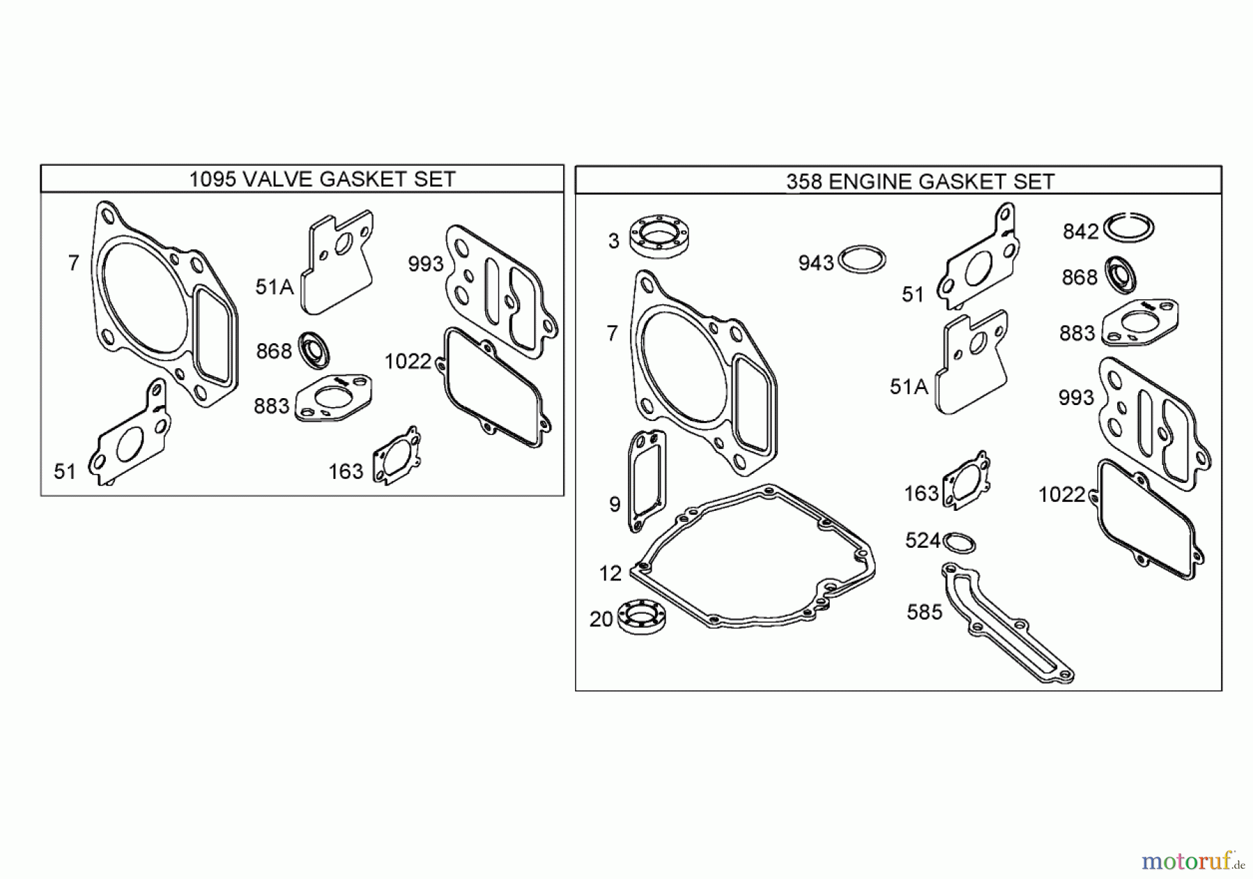  Toro Neu Mowers, Walk-Behind Seite 1 20057 - Toro Super Recycler Lawn Mower, 2005 (250000001-250999999) VALVE AND ENGINE GASKET SET ASSEMBLIES BRIGGS AND STRATTON 122672-0192-E1