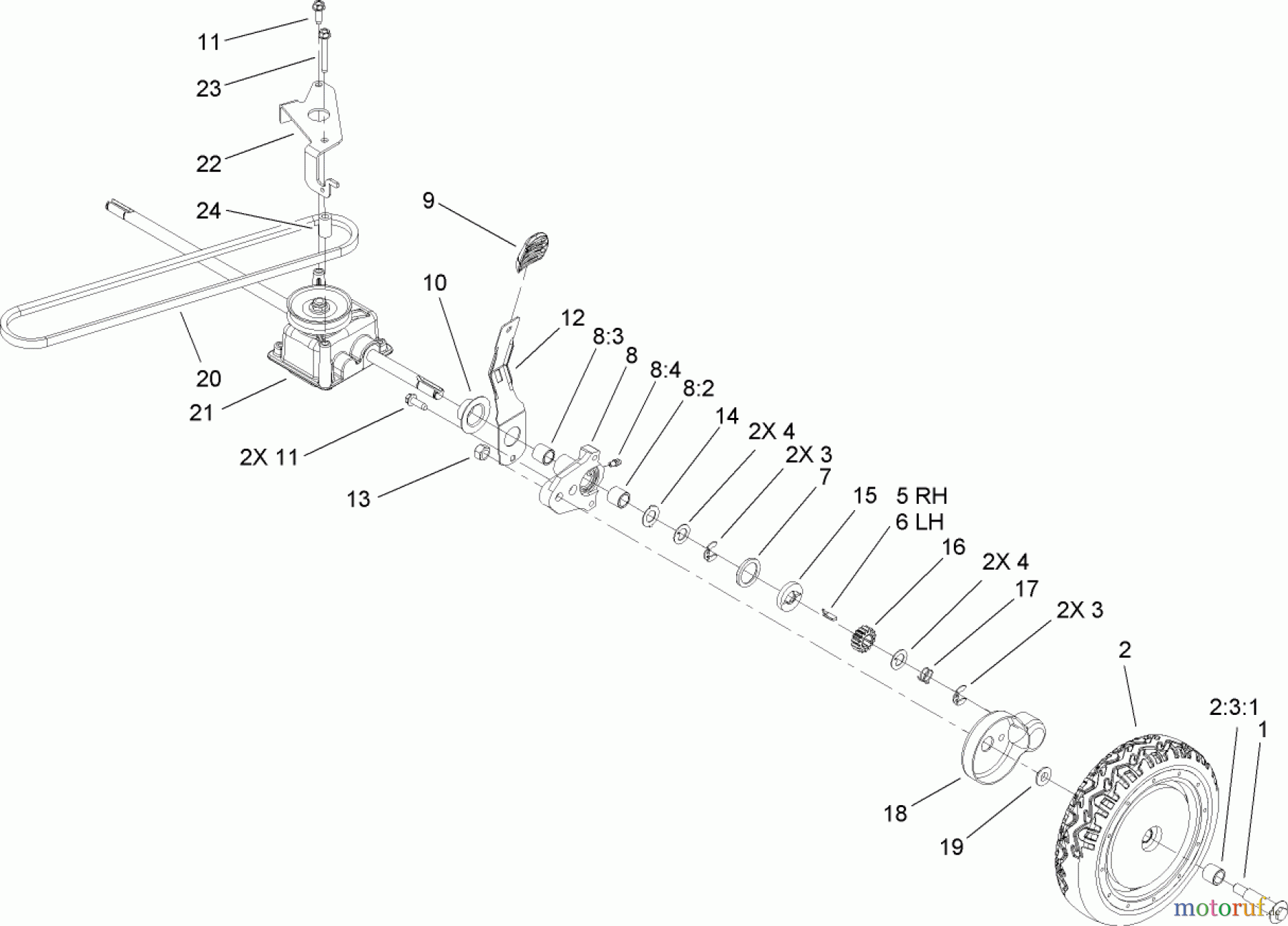  Toro Neu Mowers, Walk-Behind Seite 1 20057 - Toro Super Recycler Lawn Mower, 2006 (260000001-260999999) TRANSMISSION ASSEMBLY