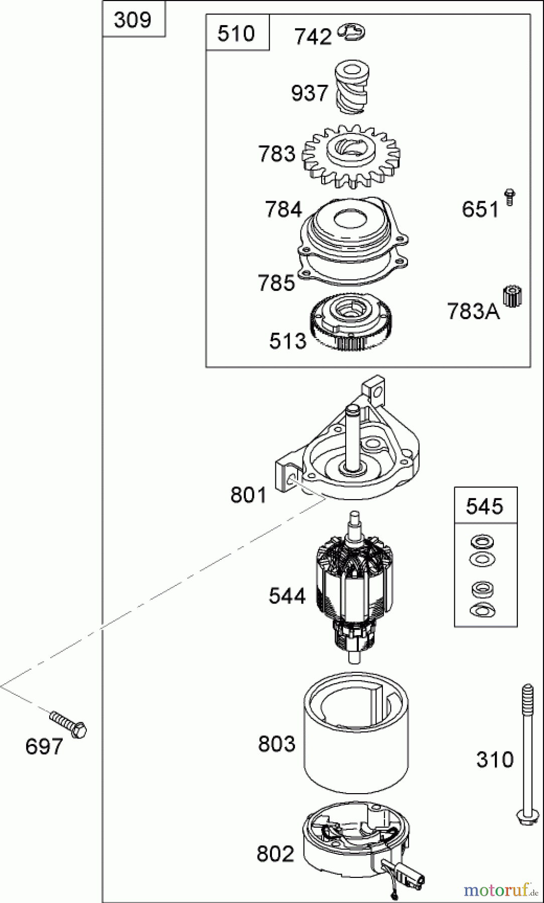  Toro Neu Mowers, Walk-Behind Seite 1 20062 - Toro Super Recycler Lawn Mower, 2007 (270000001-270999999) ELECTRIC STARTER ASSEMBLY BRIGGS AND STRATTON 126T07-0204-E1