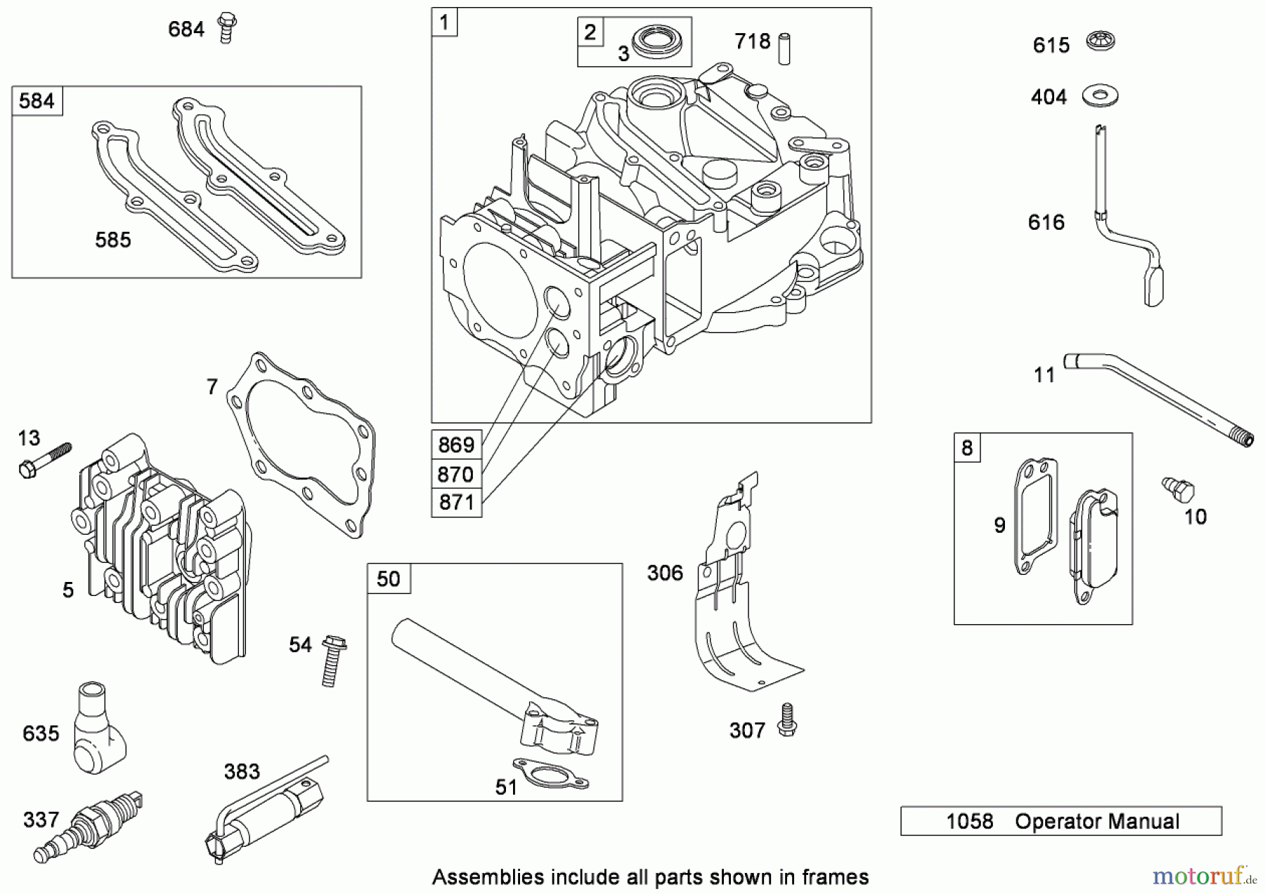  Toro Neu Mowers, Walk-Behind Seite 1 20090 - Toro Super Recycler Lawn Mower, 2008 (280000001-280999999) CYLINDER ASSEMBLY BRIGGS AND STRATTON 126T02-0224-B1