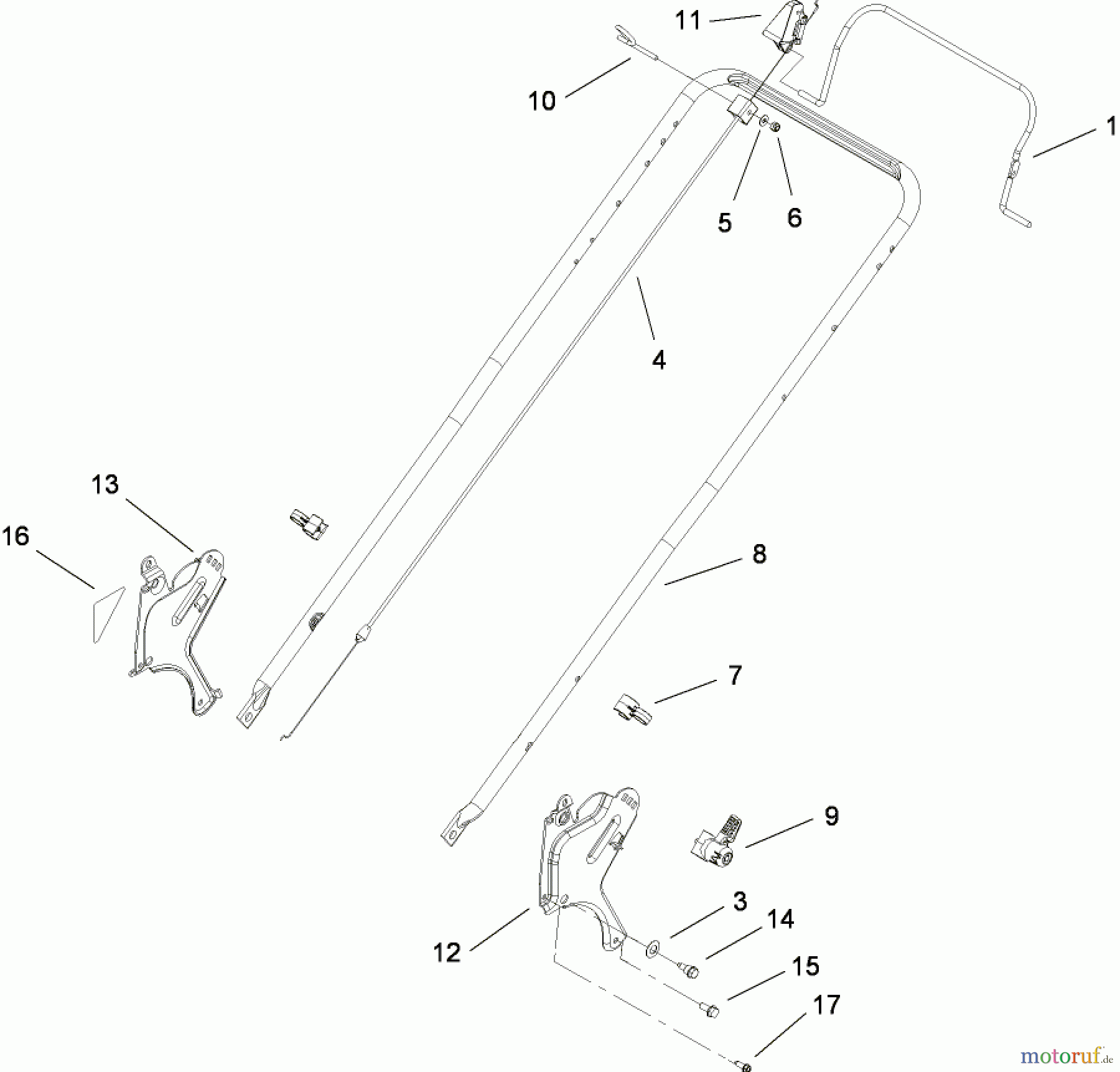  Toro Neu Mowers, Walk-Behind Seite 1 20090 - Toro Super Recycler Lawn Mower, 2008 (280000001-280999999) HANDLE ASSEMBLY