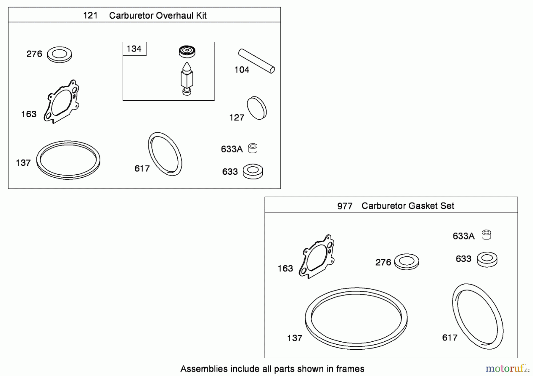  Toro Neu Mowers, Walk-Behind Seite 1 20090 - Toro Super Recycler Lawn Mower, 2009 (290000001-290999999) CARBURETOR OVERHAUL KIT BRIGGS AND STRATTON 126T02-0224-B1