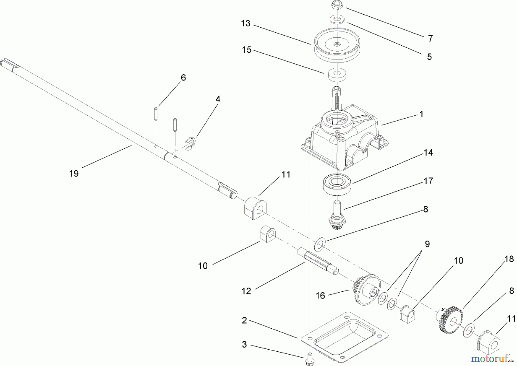  Toro Neu Mowers, Walk-Behind Seite 1 20091C - Toro Super Recycler Lawn Mower, 2008 (280000001-280999999) GEAR CASE ASSEMBLY NO. 108-8140