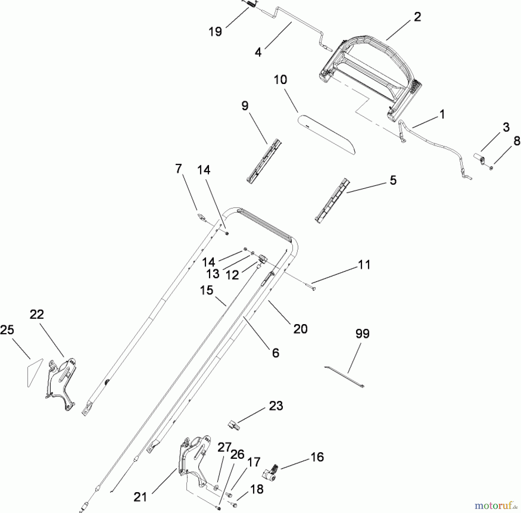  Toro Neu Mowers, Walk-Behind Seite 1 20092 - Toro Super Recycler Lawn Mower, 2008 (280000001-280999999) HANDLE ASSEMBLY