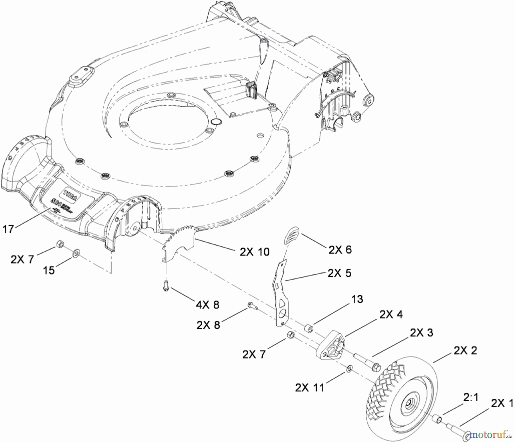  Toro Neu Mowers, Walk-Behind Seite 1 20092 - Toro Super Recycler Lawn Mower, 2009 (290000001-290999999) FRONT WHEEL AND HEIGHT-OF-CUT ASSEMBLY