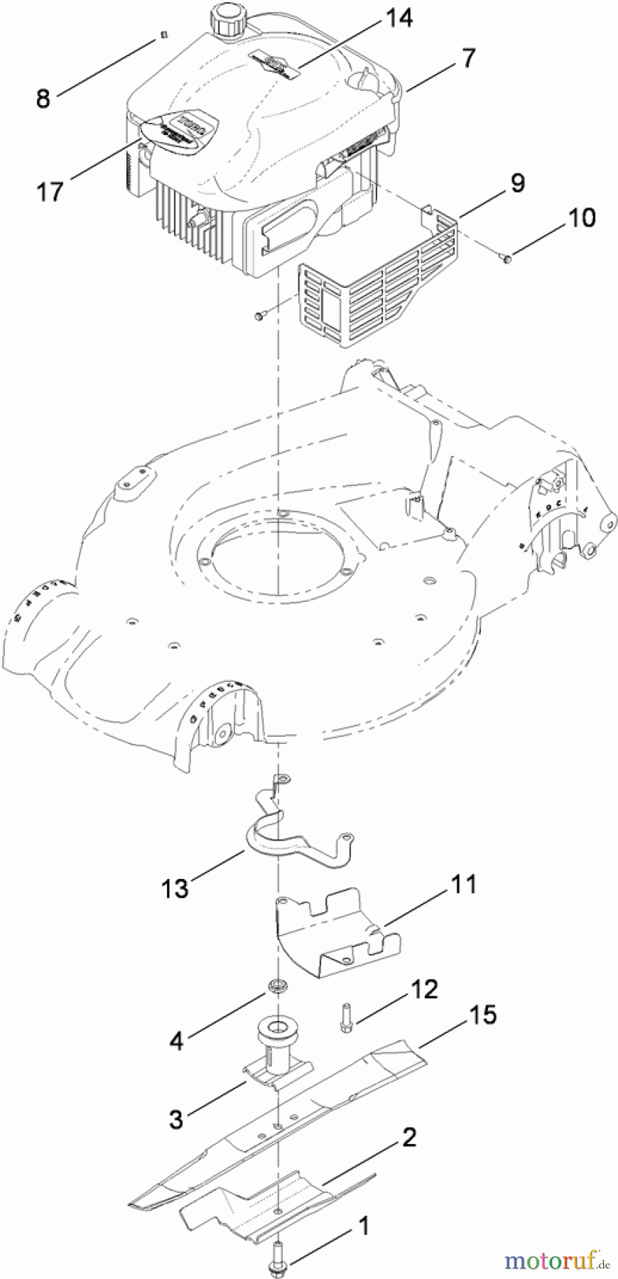  Toro Neu Mowers, Walk-Behind Seite 1 20092 - Toro Super Recycler Lawn Mower, 2010 (310000001-310020057) ENGINE AND BLADE ASSEMBLY