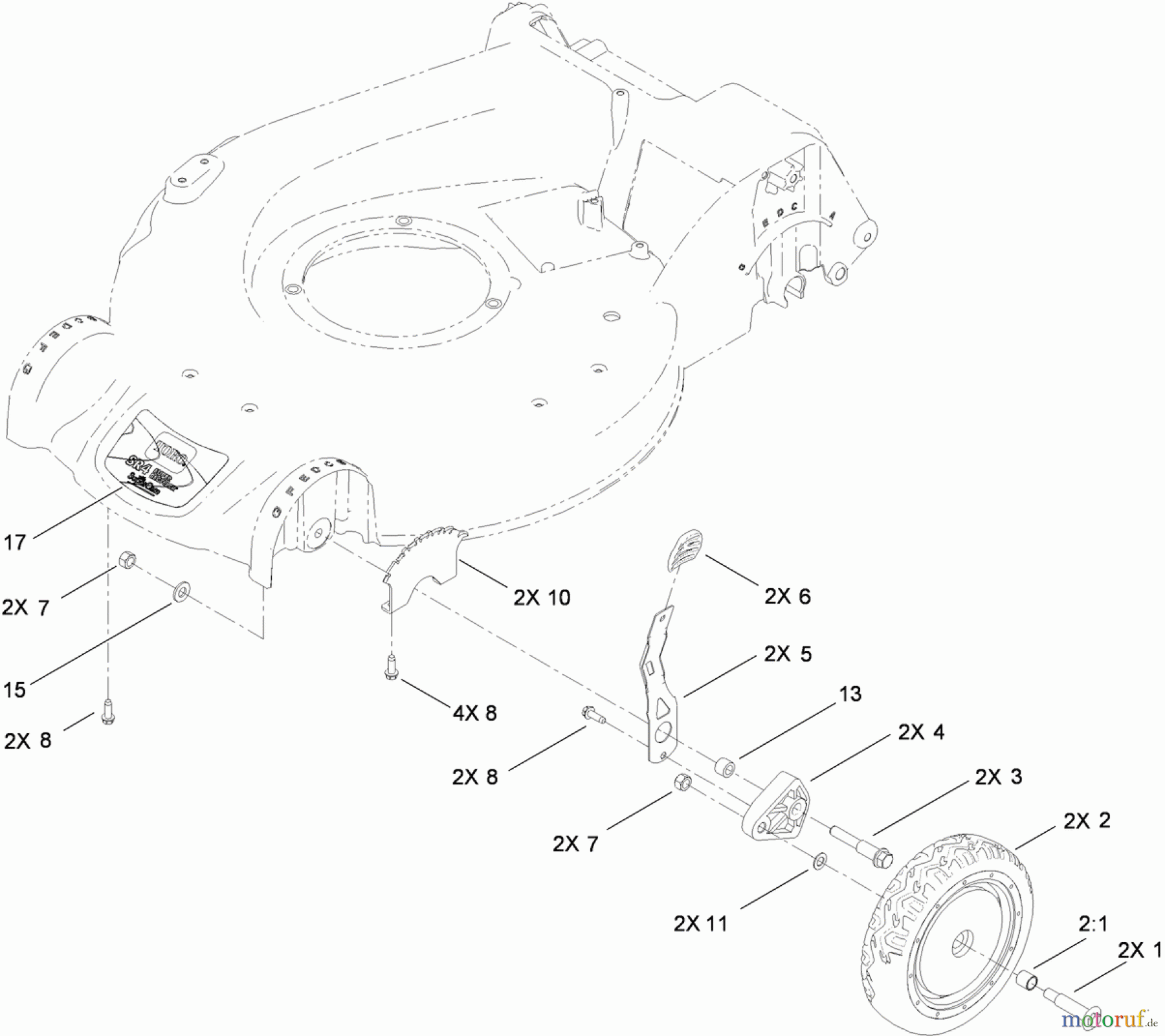  Toro Neu Mowers, Walk-Behind Seite 1 20092 - Toro Super Recycler Lawn Mower, 2010 (310020238-310999999) FRONT WHEEL AND HEIGHT-OF-CUT ASSEMBLY