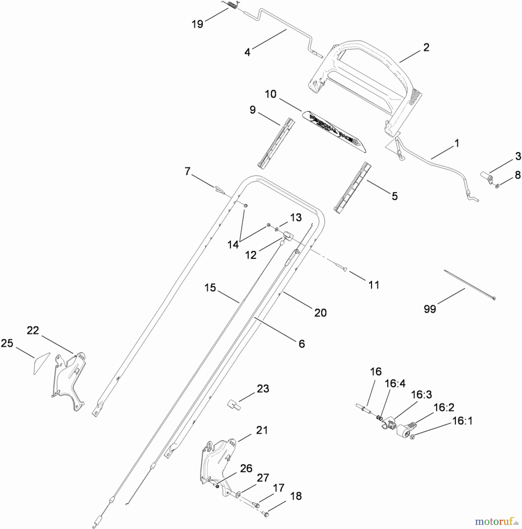  Toro Neu Mowers, Walk-Behind Seite 1 20092 - Toro Super Recycler Lawn Mower, 2010 (310020238-310999999) HANDLE AND CONTROL ASSEMBLY