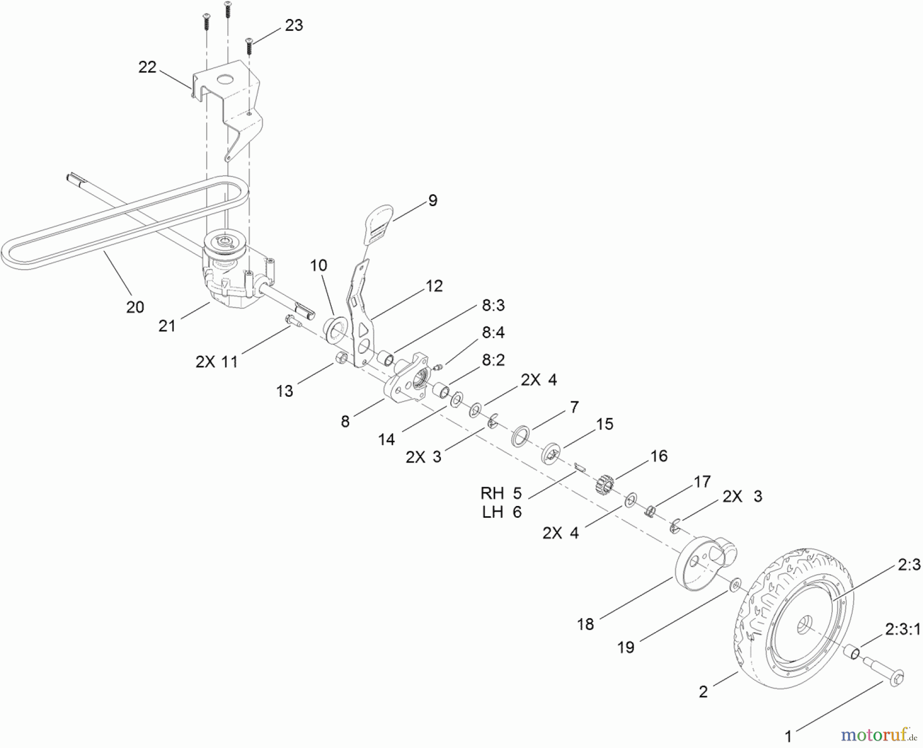  Toro Neu Mowers, Walk-Behind Seite 1 20092 - Toro Super Recycler Lawn Mower, 2011 (311000001-311999999) TRANSMISSION, REAR WHEEL AND HEIGHT-OF-CUT ASSEMBLY