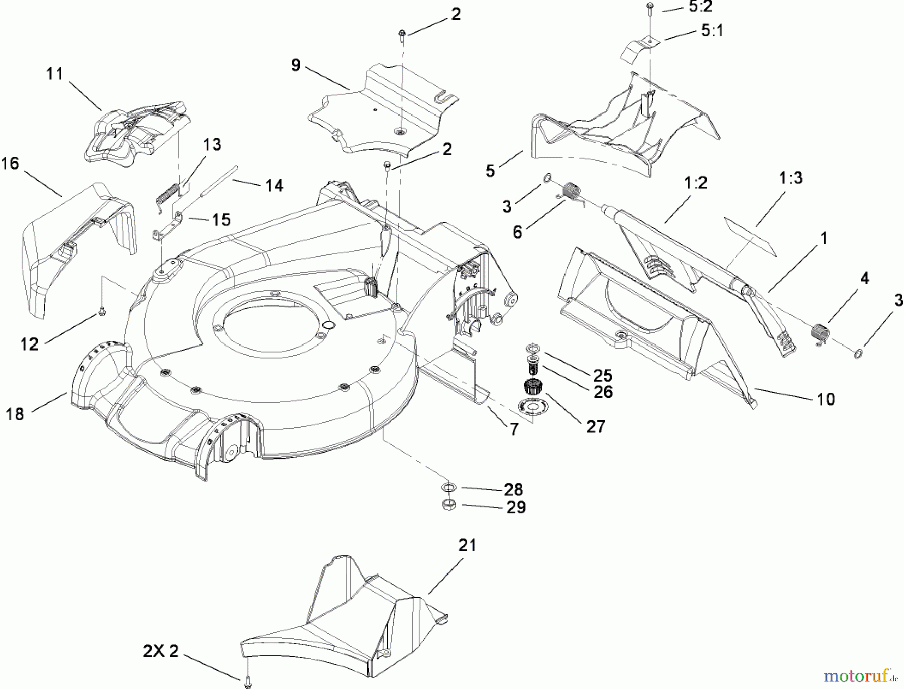  Toro Neu Mowers, Walk-Behind Seite 1 20092C - Toro Super Recycler Lawn Mower, 2008 (280000001-280999999) HOUSING ASSEMBLY