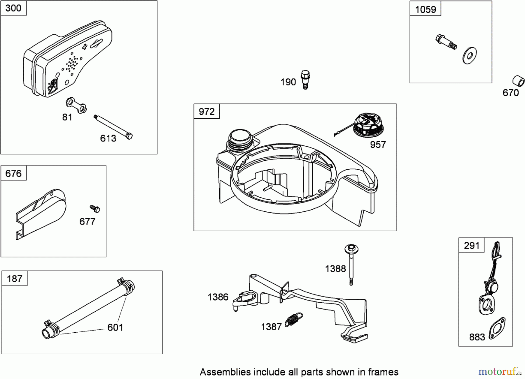  Toro Neu Mowers, Walk-Behind Seite 1 20093 - Toro Super Recycler Lawn Mower, 2008 (280000001-280999999) MUFFLER AND FUEL TANK ASSEMBLY BRIGGS AND STRATTON 126T02-0225-B1