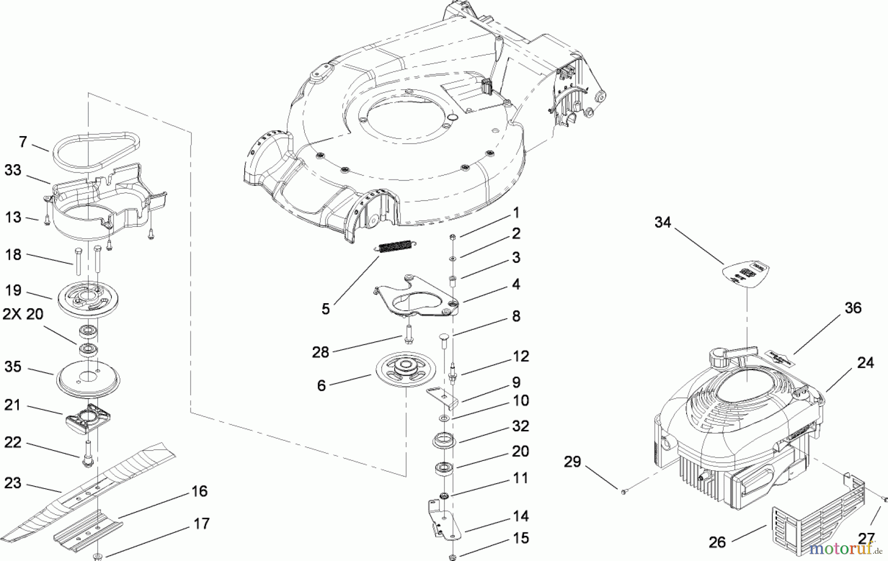  Toro Neu Mowers, Walk-Behind Seite 1 20093C - Toro Super Recycler Lawn Mower, 2008 (280000001-280999999) ENGINE ASSEMBLY