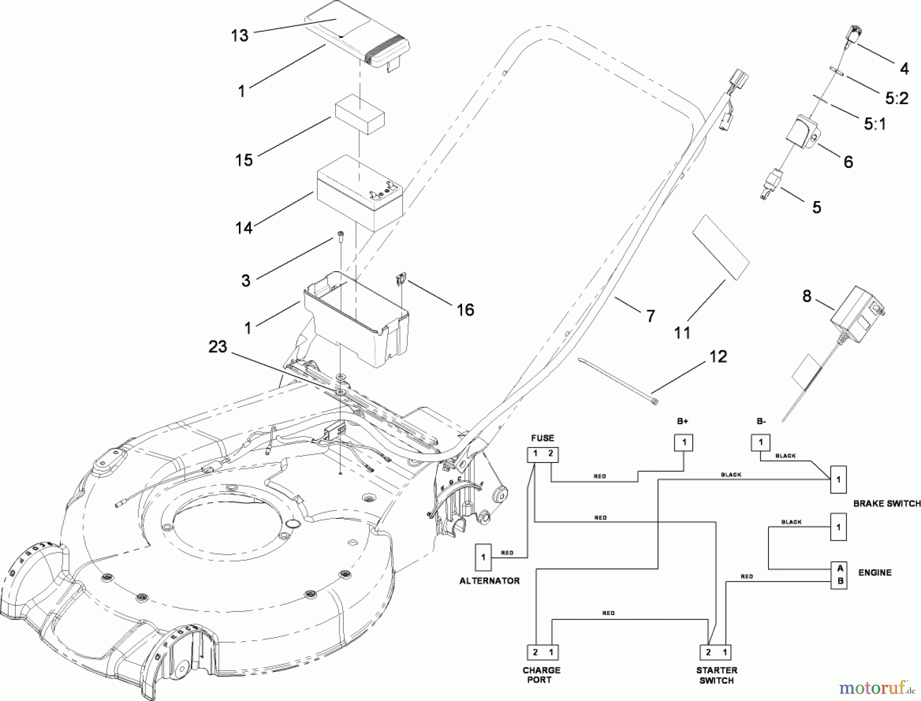  Toro Neu Mowers, Walk-Behind Seite 1 20095 - Toro Super Recycler Lawn Mower, 2008 (280000001-280999999) ELECTRICAL ASSEMBLY