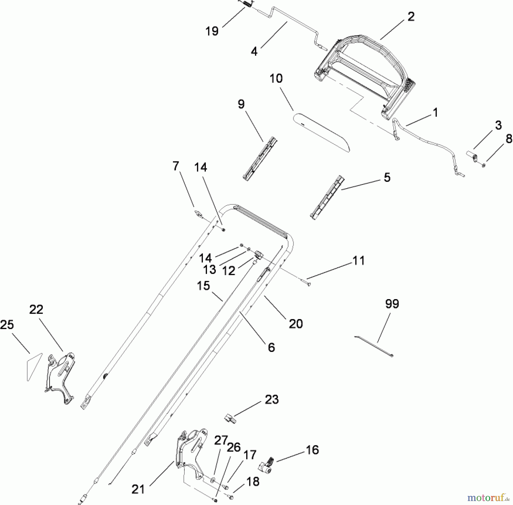  Toro Neu Mowers, Walk-Behind Seite 1 20095C - Toro Super Recycler Lawn Mower, 2009 (290000001-290999999) HANDLE ASSEMBLY