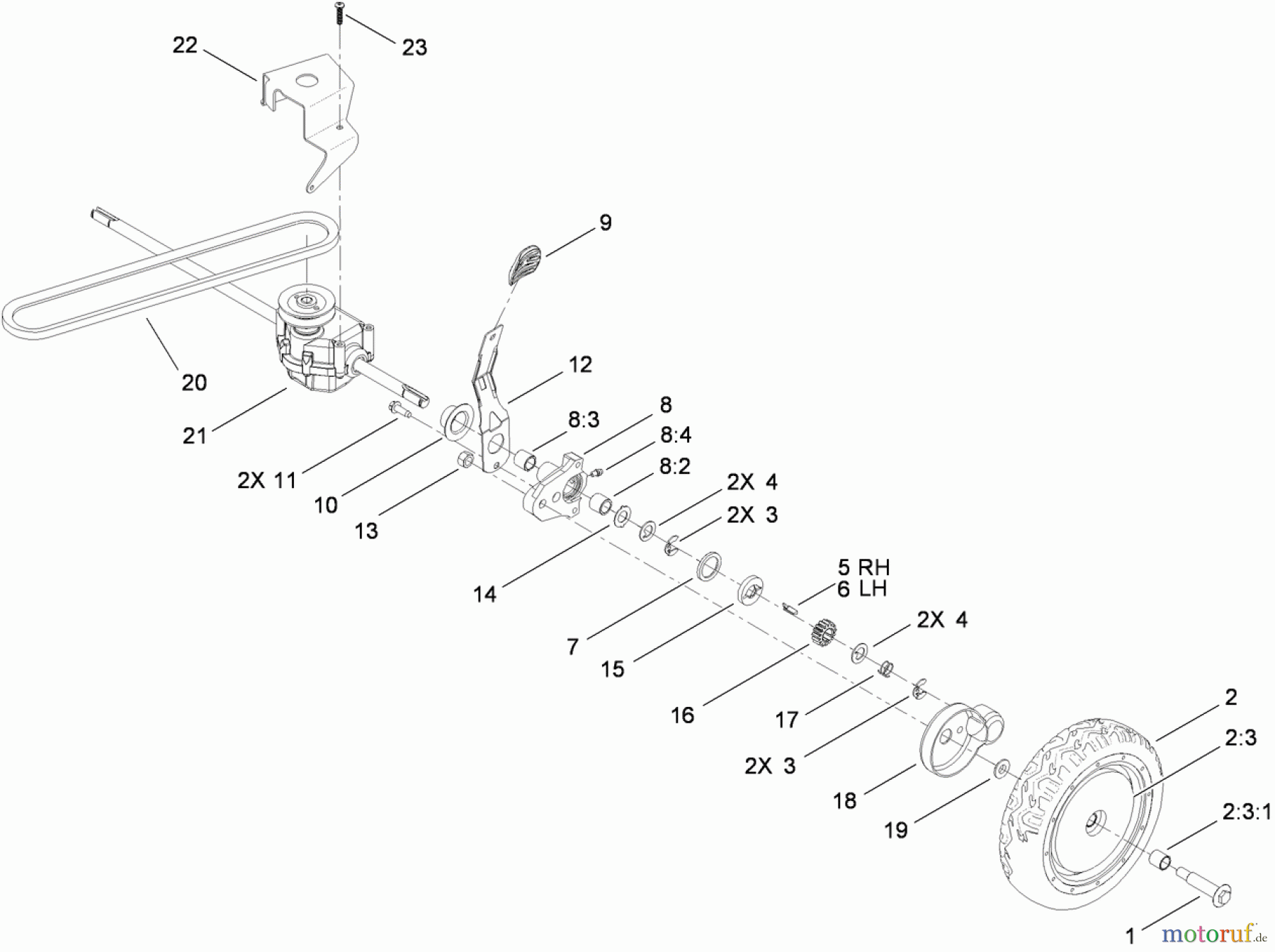  Toro Neu Mowers, Walk-Behind Seite 1 20095C - Toro Super Recycler Lawn Mower, 2010 (310000001-310999999) TRANSMISSION ASSEMBLY