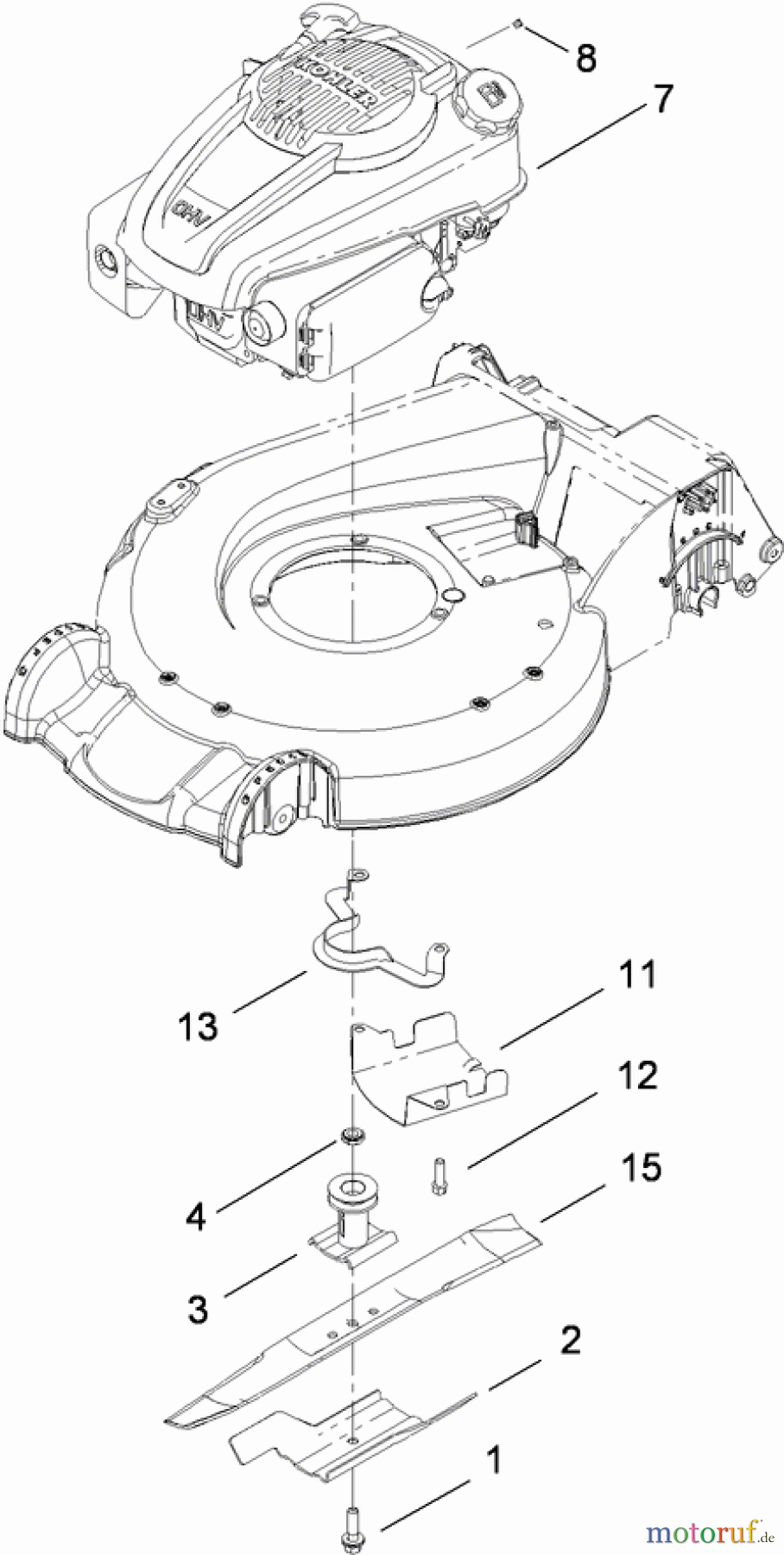  Toro Neu Mowers, Walk-Behind Seite 1 20099 - Toro Super Recycler Lawn Mower, 2010 (310000001-310000309) ENGINE AND BLADE ASSEMBLY