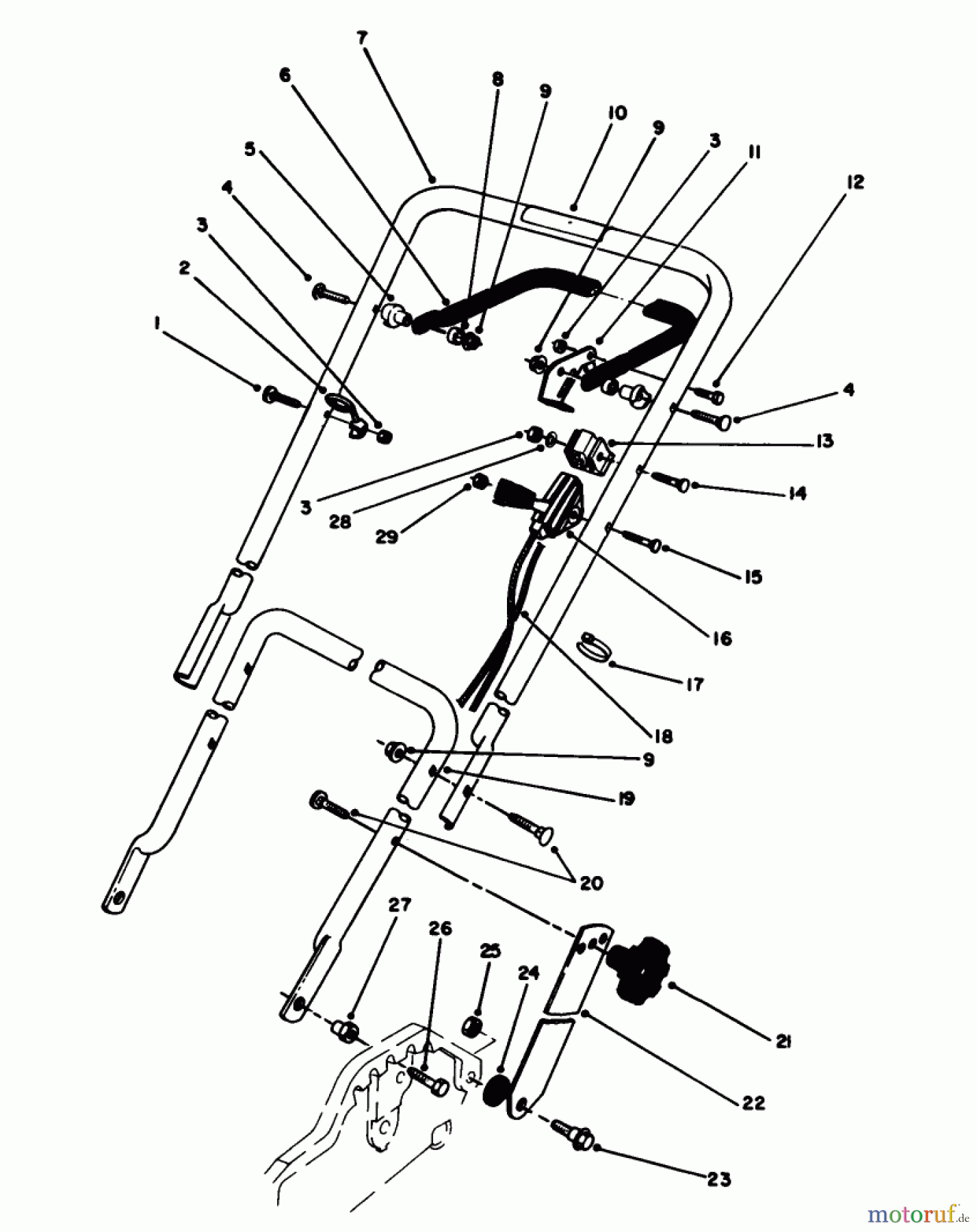  Toro Neu Mowers, Walk-Behind Seite 1 20101 - Toro Lawnmower, 1991 (1000001-1999999) HANDLE & THROTTLE CONTROL ASSEMBLY