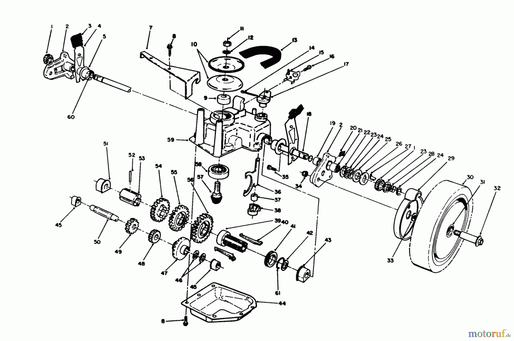  Toro Neu Mowers, Walk-Behind Seite 1 20106 - Toro Lawnmower, 1992 (2000001-2999999) GEAR CASE ASSEMBLY