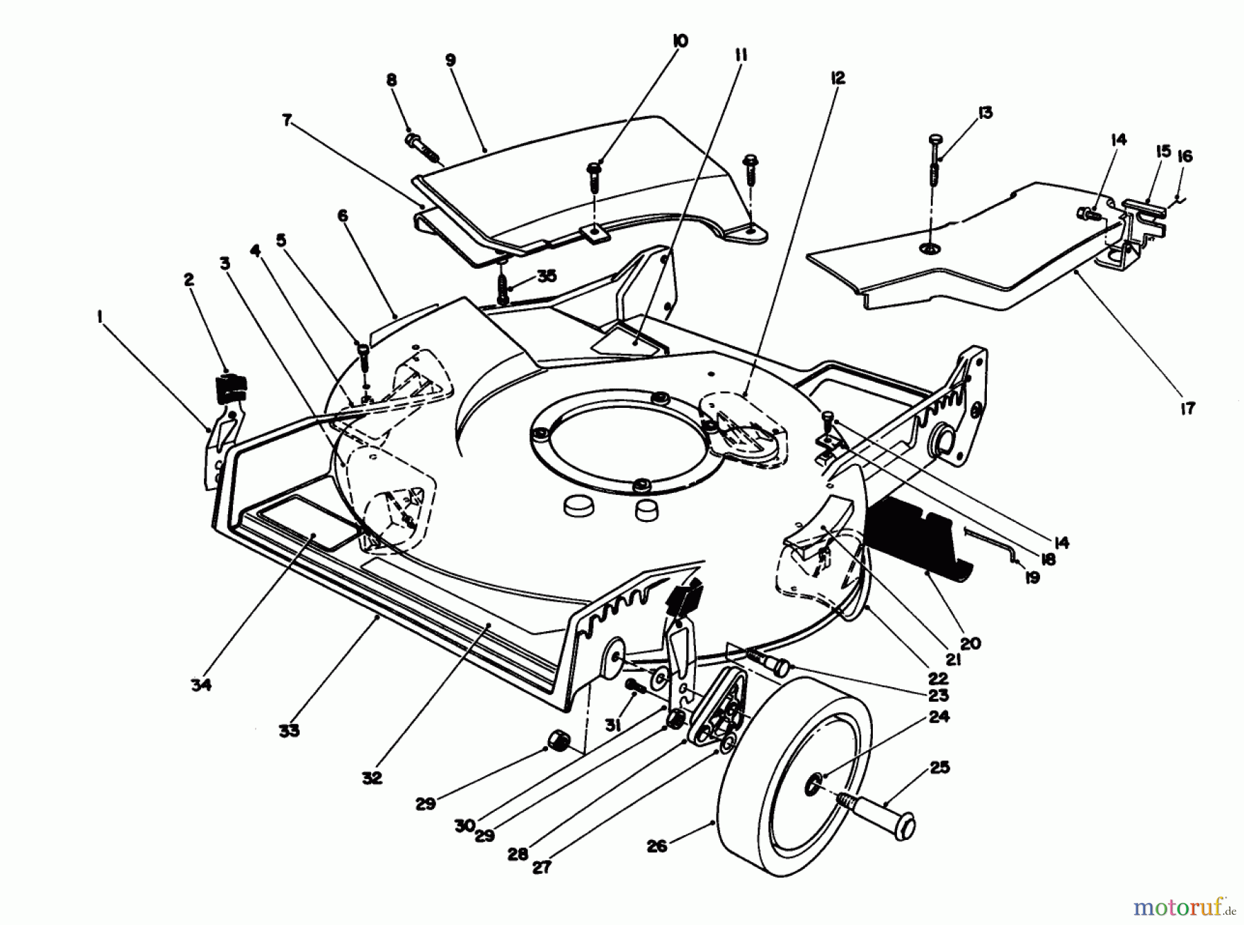  Toro Neu Mowers, Walk-Behind Seite 1 20107 - Toro Lawnmower, 1992 (2000001-2999999) HOUSING ASSEMBLY