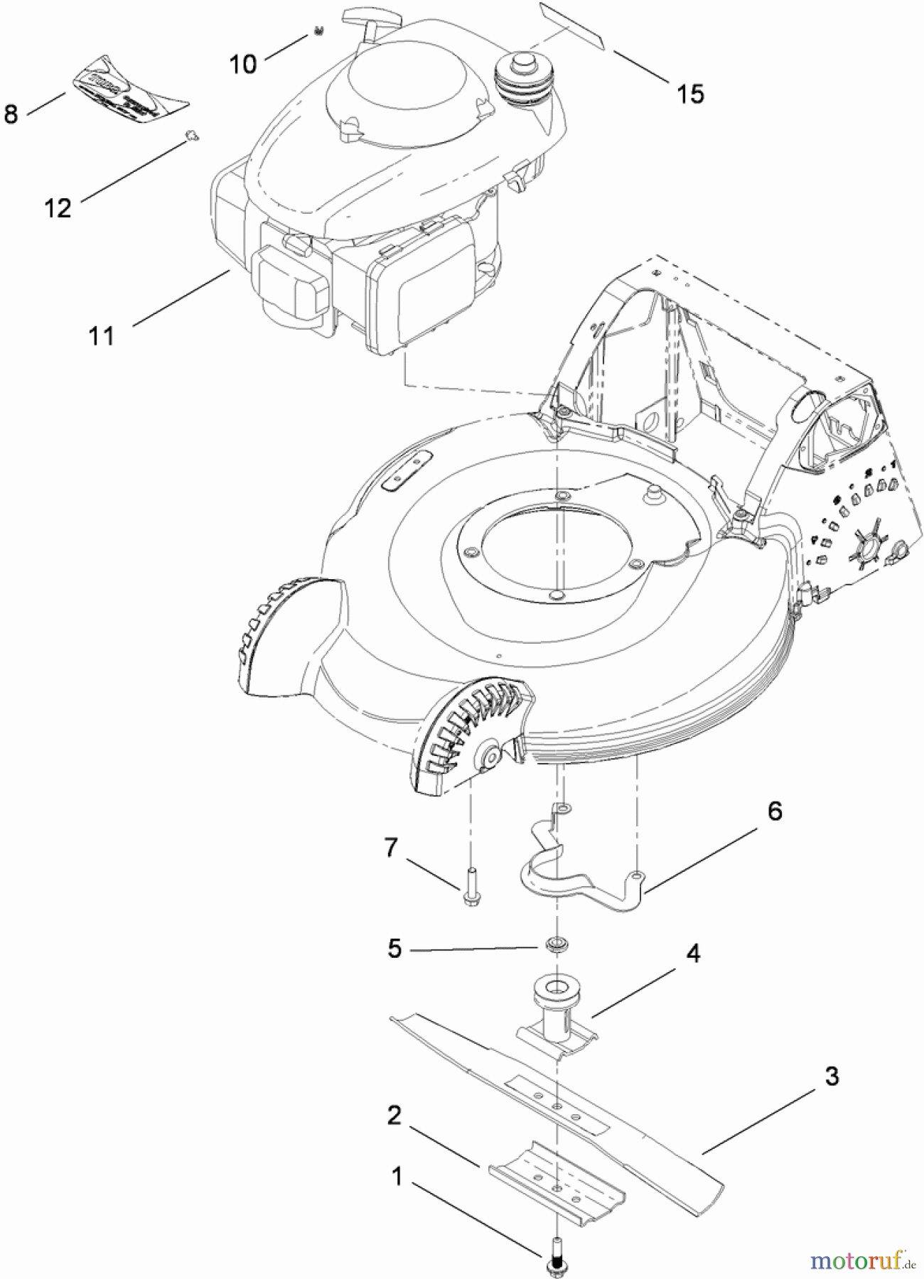  Toro Neu Mowers, Walk-Behind Seite 1 20192 - Toro Super Bagger Lawn Mower, 2011 (311000001-311999999) ENGINE AND BLADE ASSEMBLY