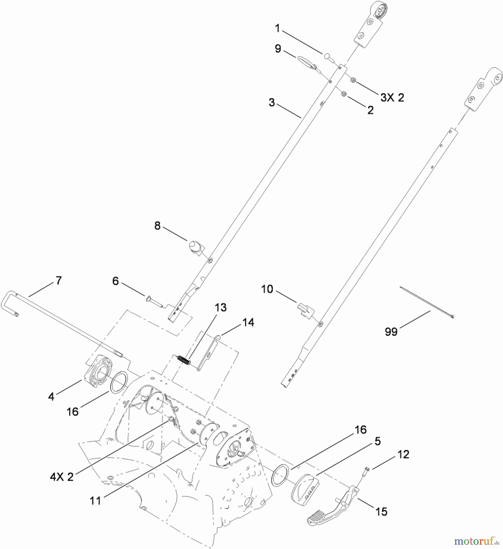  Toro Neu Mowers, Walk-Behind Seite 1 20192 - Toro Super Bagger Lawn Mower, 2010 (310000001-310999999) LOWER HANDLE ASSEMBLY