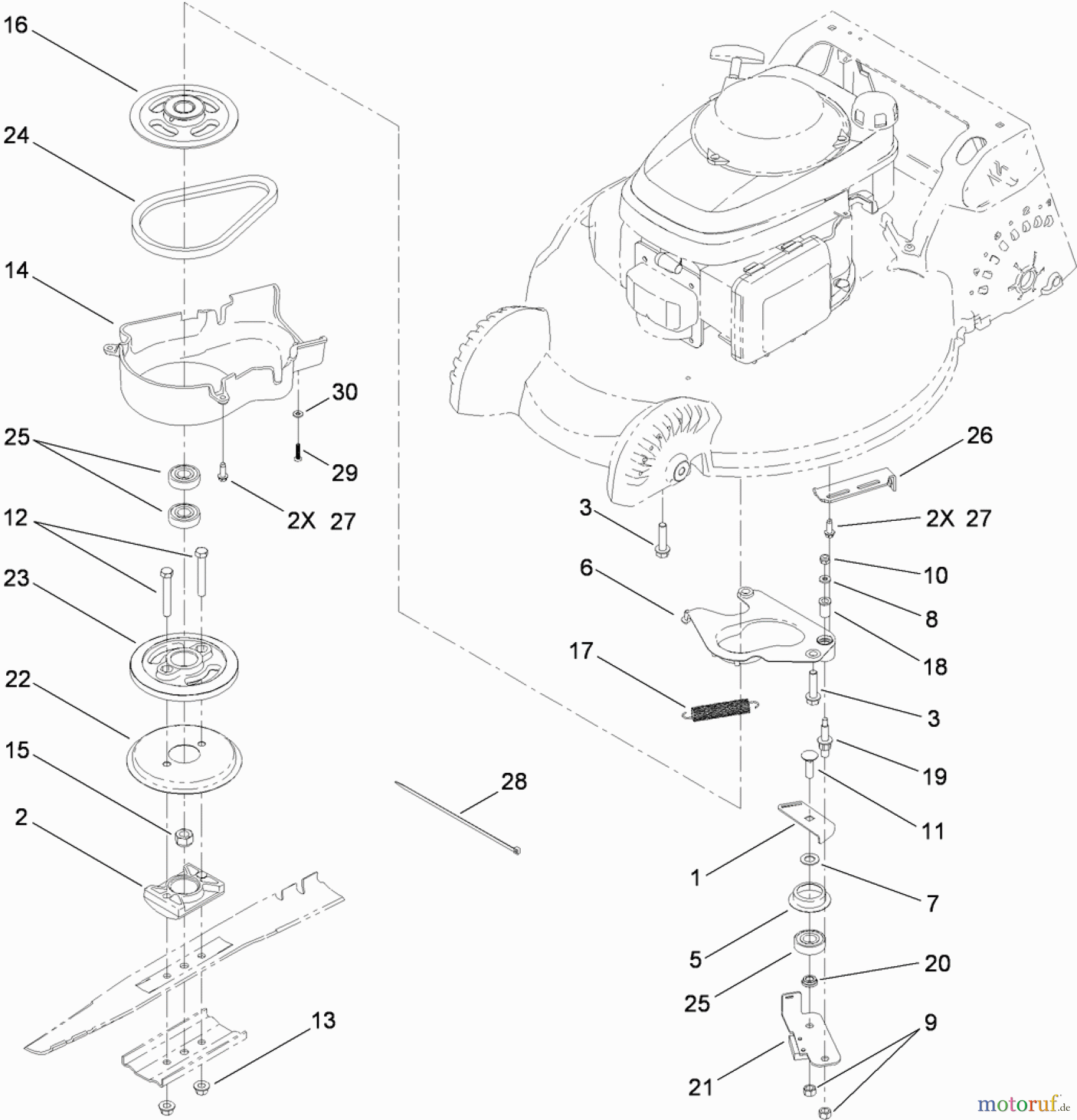  Toro Neu Mowers, Walk-Behind Seite 1 20197 - Toro Super Bagger Lawn Mower, 2010 (310000001-310999999) BLADE BRAKE CONTROL ASSEMBLY