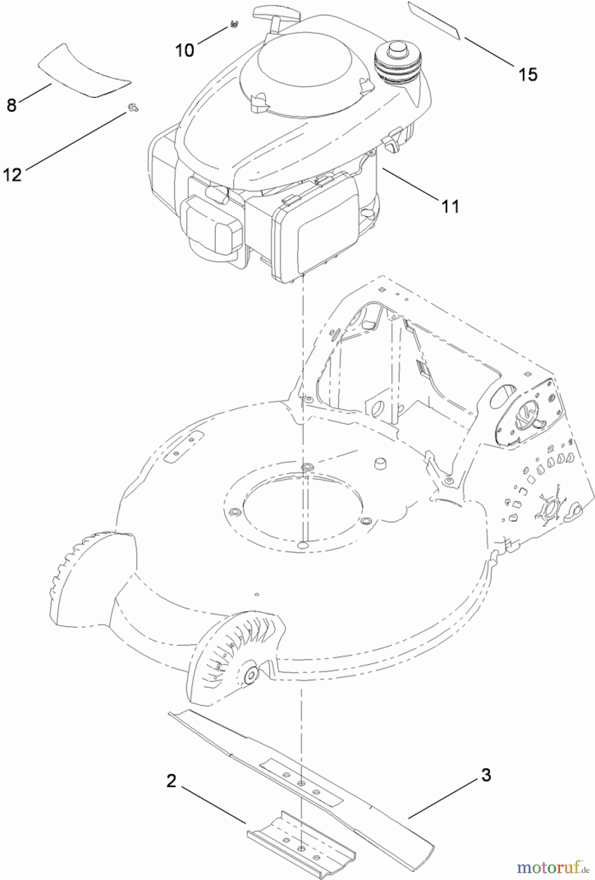  Toro Neu Mowers, Walk-Behind Seite 1 20197 - Toro Super Bagger Lawn Mower, 2011 (311000001-311999999) ENGINE AND BLADE ASSEMBLY