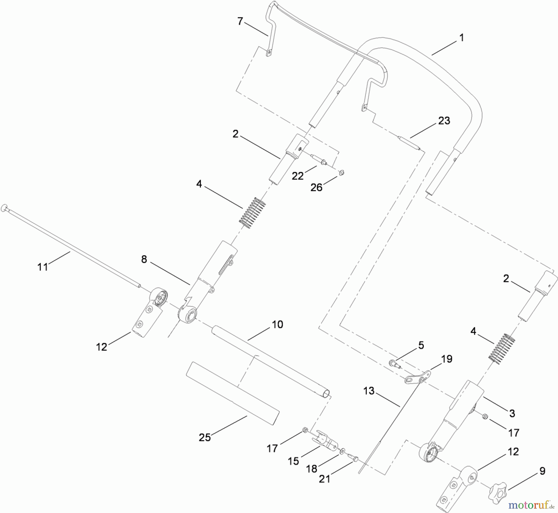  Toro Neu Mowers, Walk-Behind Seite 1 20197 - Toro Super Bagger Lawn Mower, 2010 (310000001-310999999) UPPER HANDLE ASSEMBLY