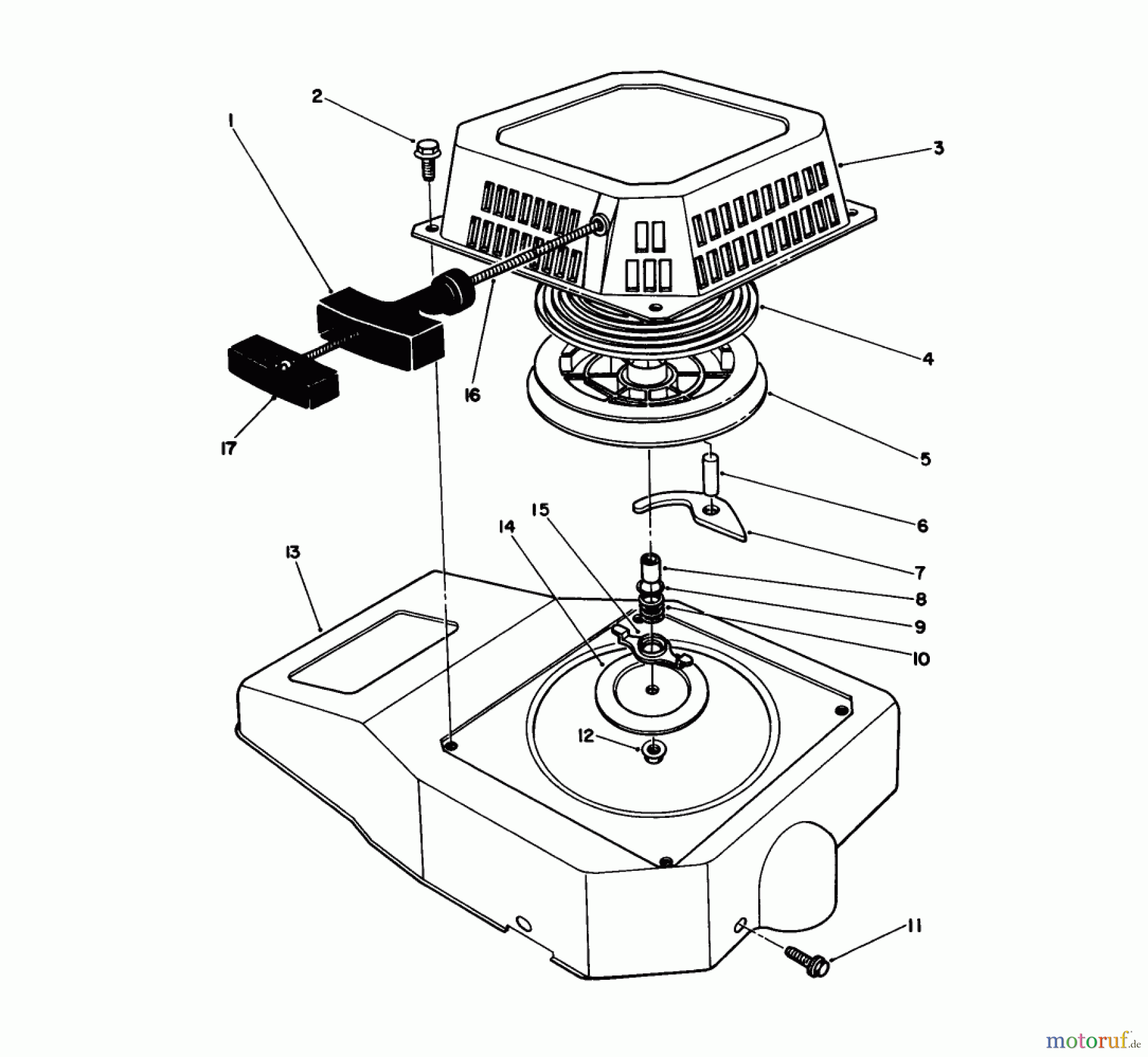  Toro Neu Mowers, Walk-Behind Seite 1 20211 - Toro Lawnmower, 1991 (1000001-1999999) RECOIL ASSEMBLY (MODEL NO. VML0-2)