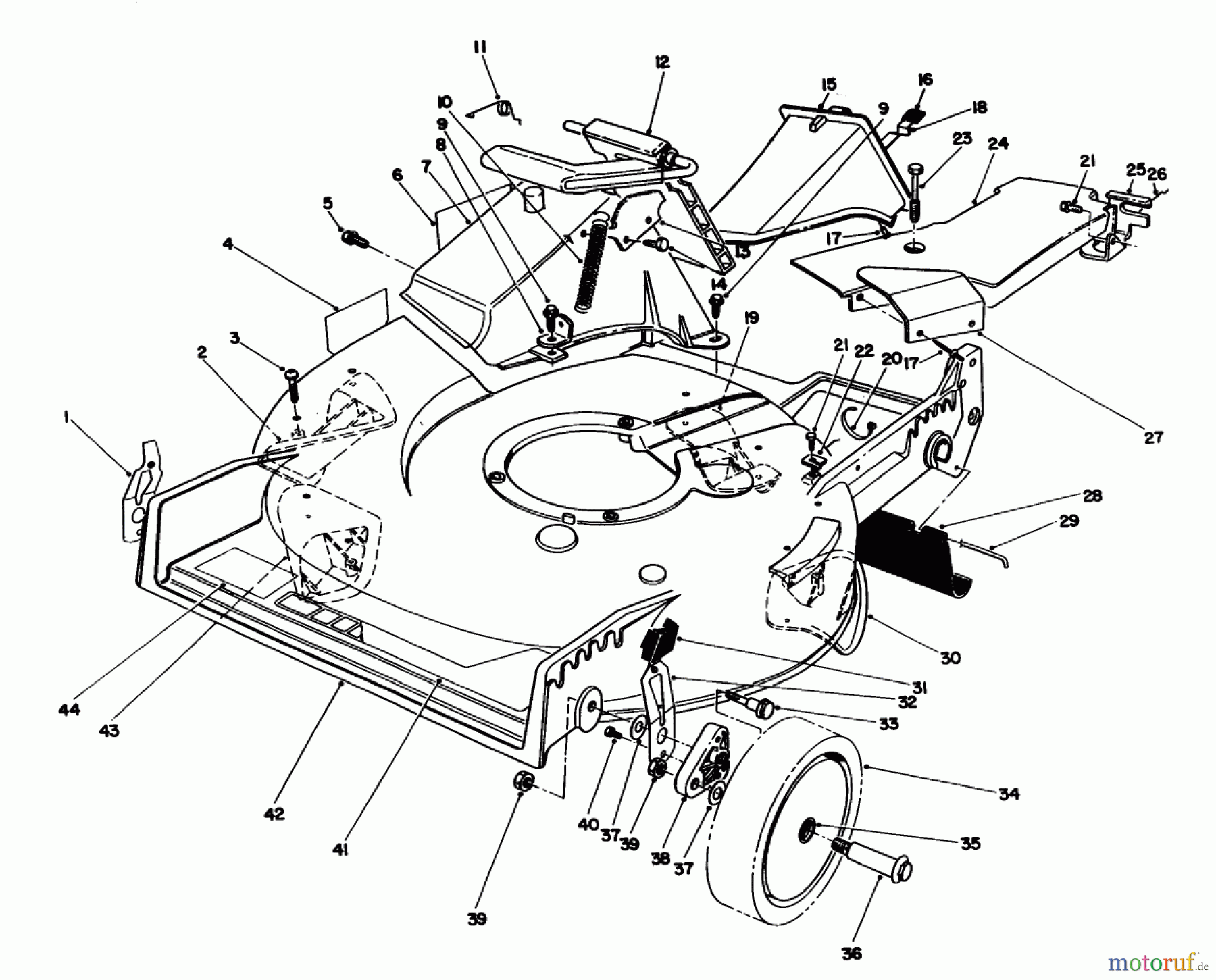  Toro Neu Mowers, Walk-Behind Seite 1 20214 - Toro Lawnmower, 1992 (2000001-2999999) HOUSING ASSEMBLY