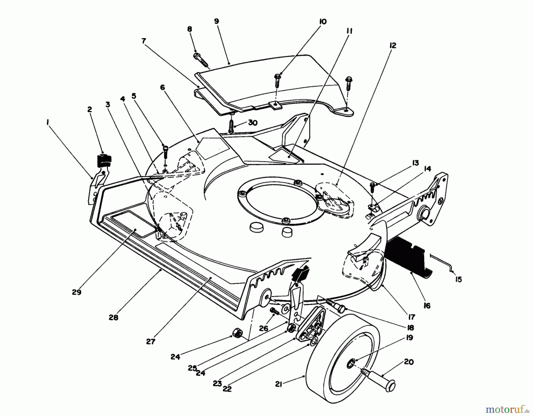  Toro Neu Mowers, Walk-Behind Seite 1 20217 - Toro Lawnmower, 1992 (2000001-2999999) HOUSING ASSEMBLY