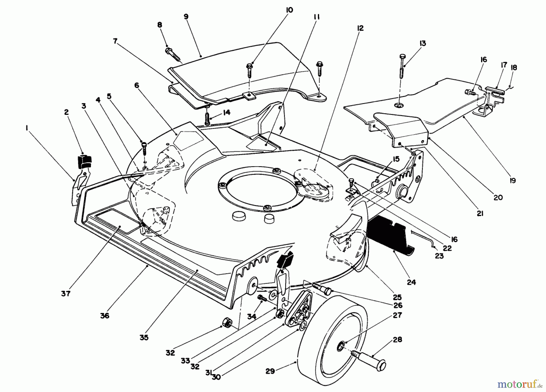  Toro Neu Mowers, Walk-Behind Seite 1 20218 - Toro Lawnmower, 1992 (2000001-2999999) HOUSING ASSEMBLY