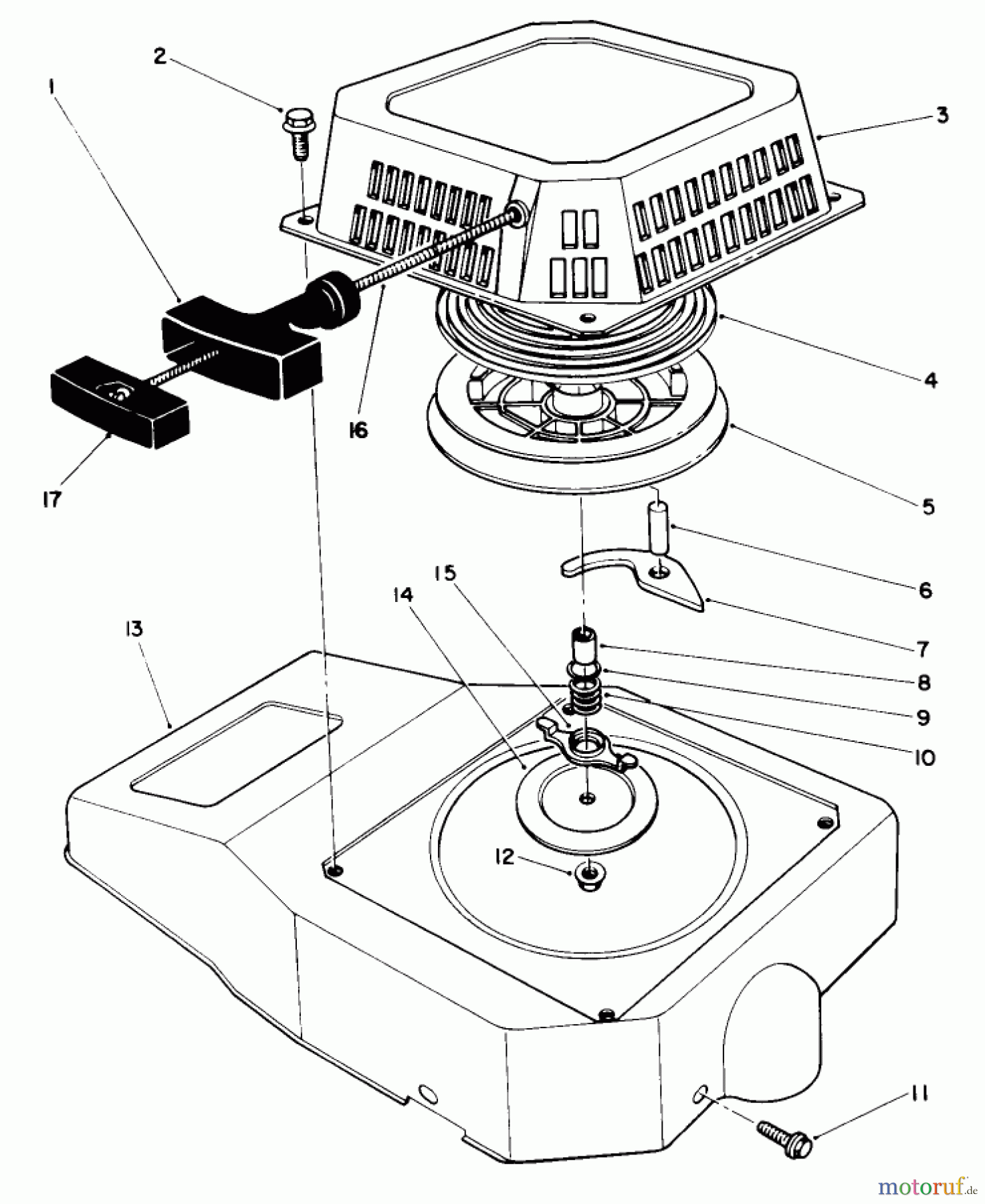  Toro Neu Mowers, Walk-Behind Seite 1 20219 - Toro Lawnmower, 1991 (1000001-1999999) RECOIL ASSEMBLY (MODEL NO. VML0-2)