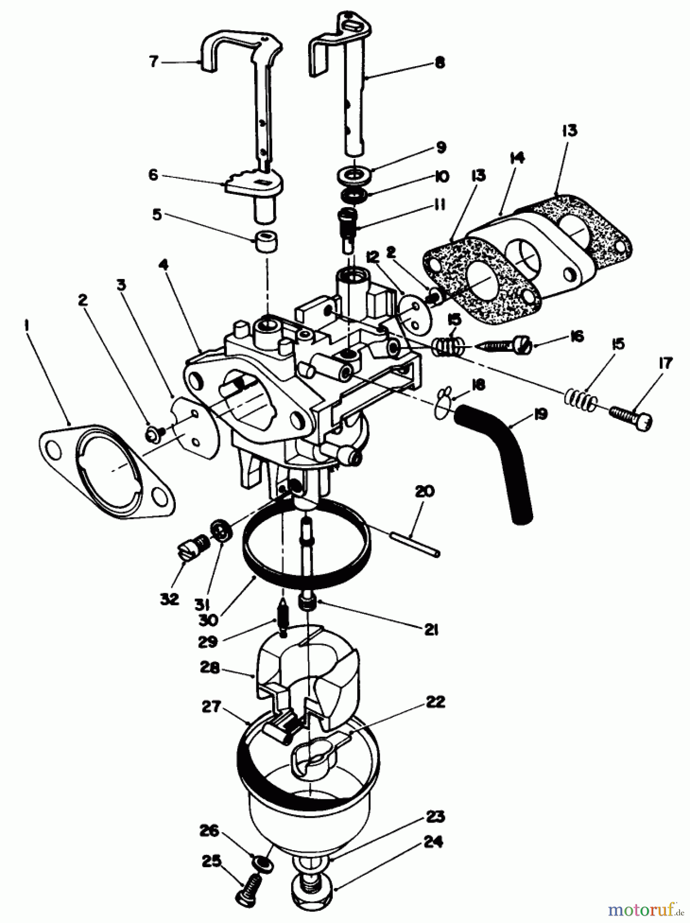  Toro Neu Mowers, Walk-Behind Seite 1 20320 - Toro Lawnmower, 1992 (2000001-2999999) CARBURETOR ASSEMBLY (MODEL NO. VML0-2)