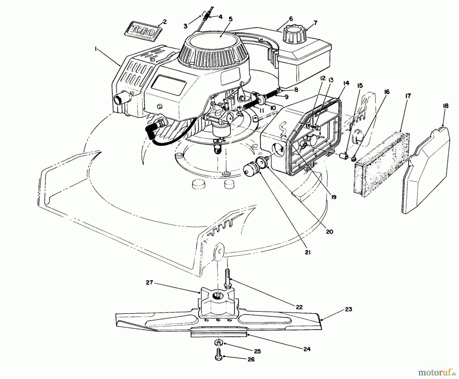  Toro Neu Mowers, Walk-Behind Seite 1 20326 - Toro Lawnmower, 1992 (2000001-2999999) ENGINE ASSEMBLY