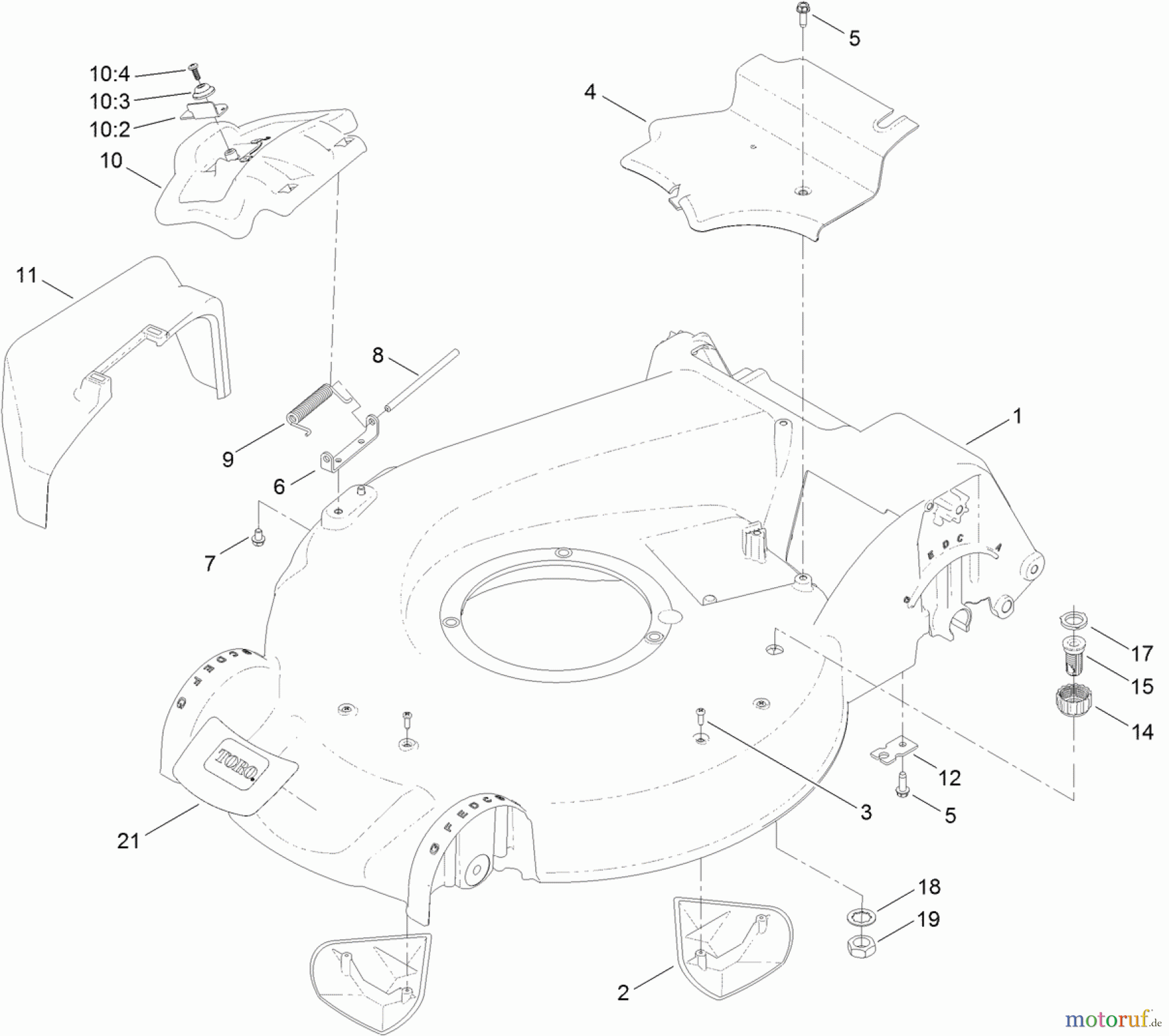  Toro Neu Mowers, Walk-Behind Seite 1 20380 - Toro Super Recycler Lawn Mower, 2012 (SN 312000001-312999999) HOUSING ASSEMBLY